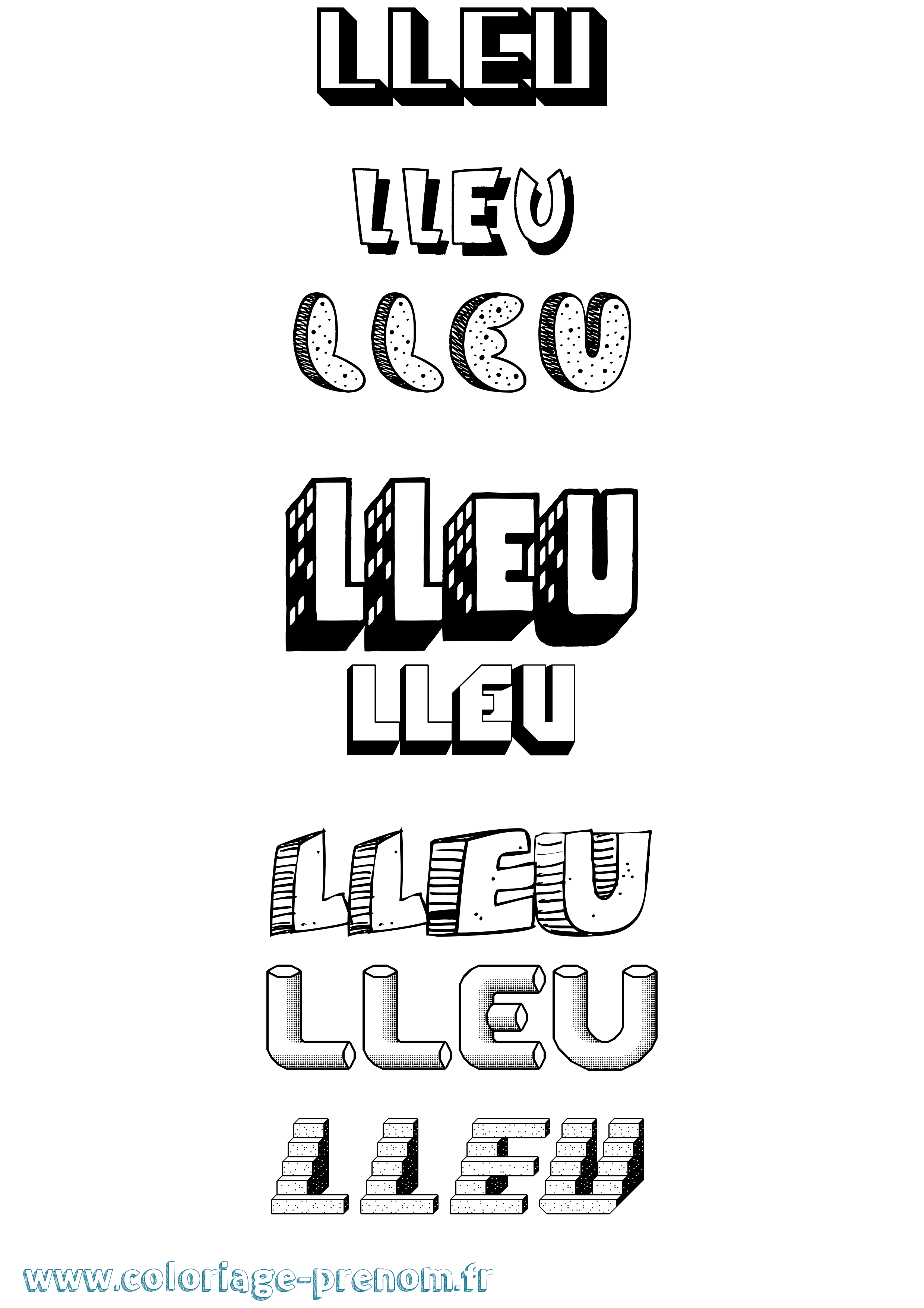 Coloriage Lleu Effet 3D Coloriage prénom Lleu Effet 3D
