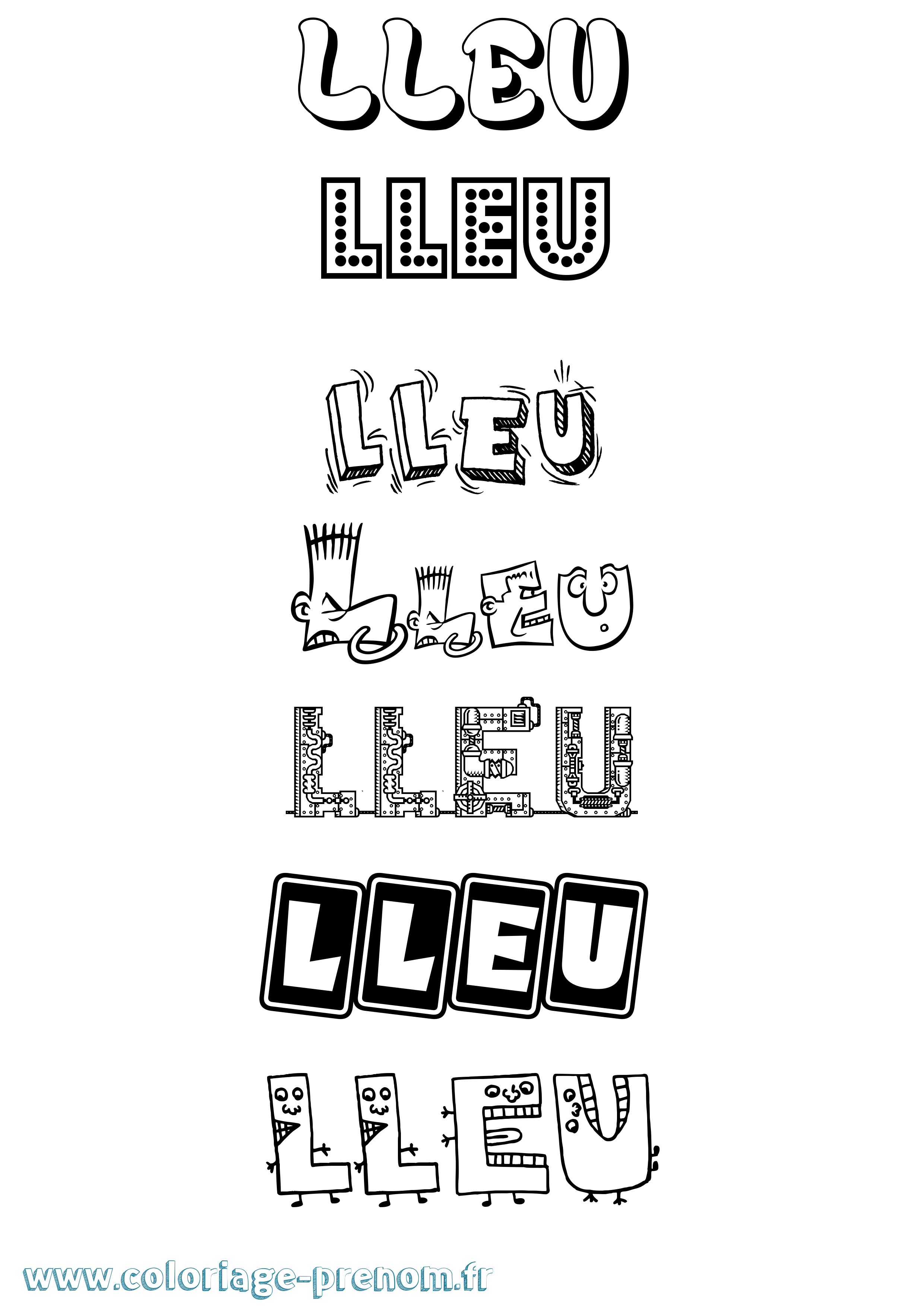 Coloriage Lleu Fun Coloriage prénom Lleu Fun