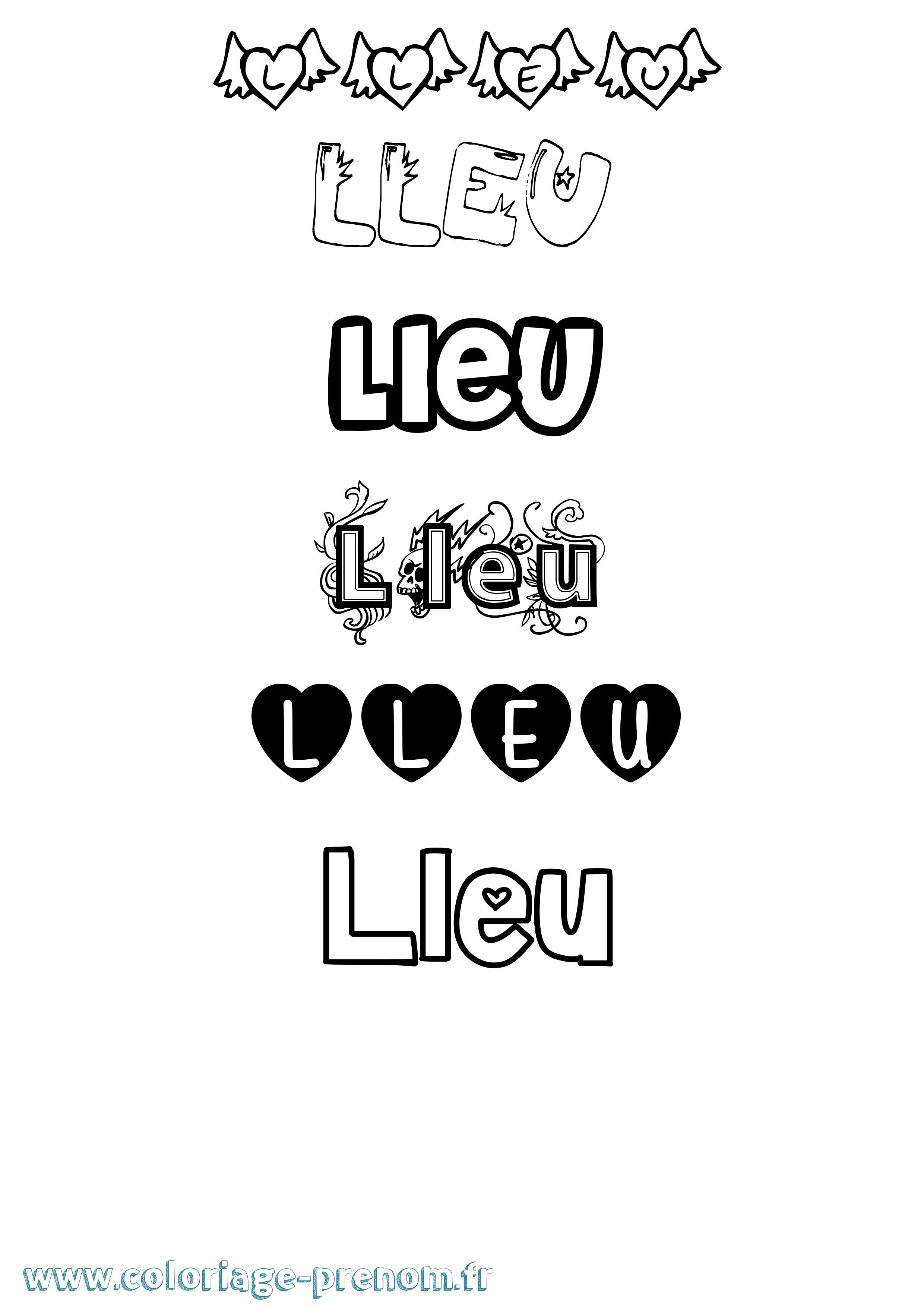 Coloriage Lleu Girly Coloriage prénom Lleu Girly