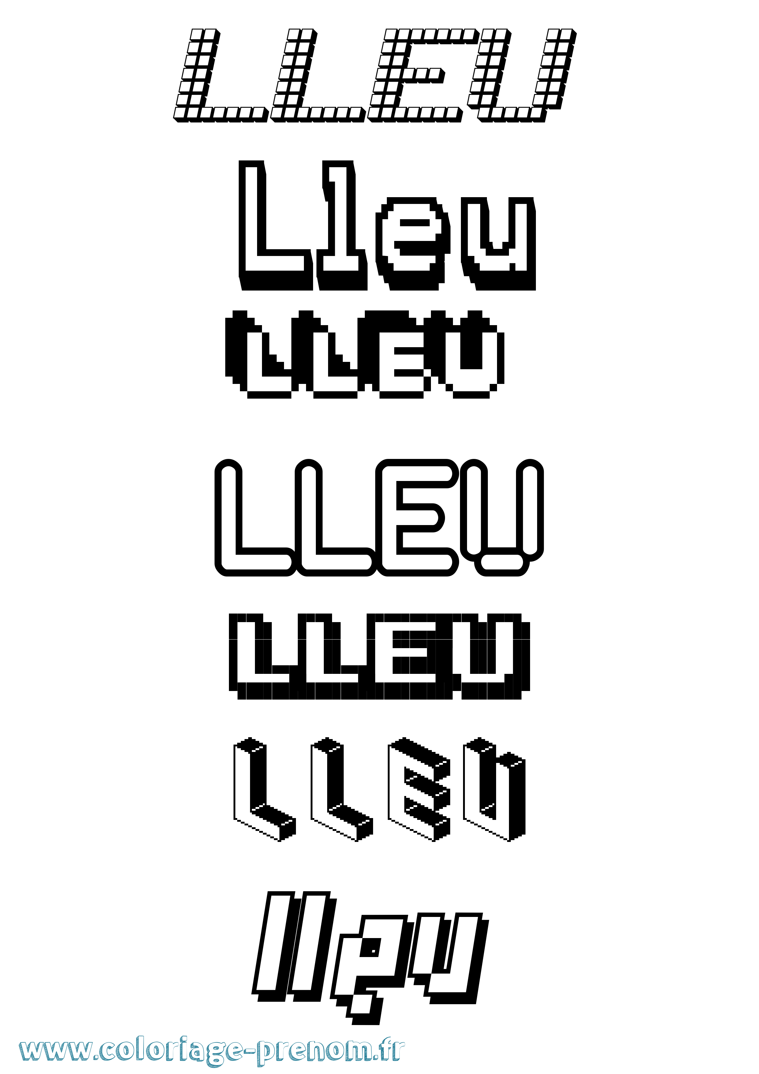 Coloriage Lleu Pixel Coloriage prénom Lleu Pixel