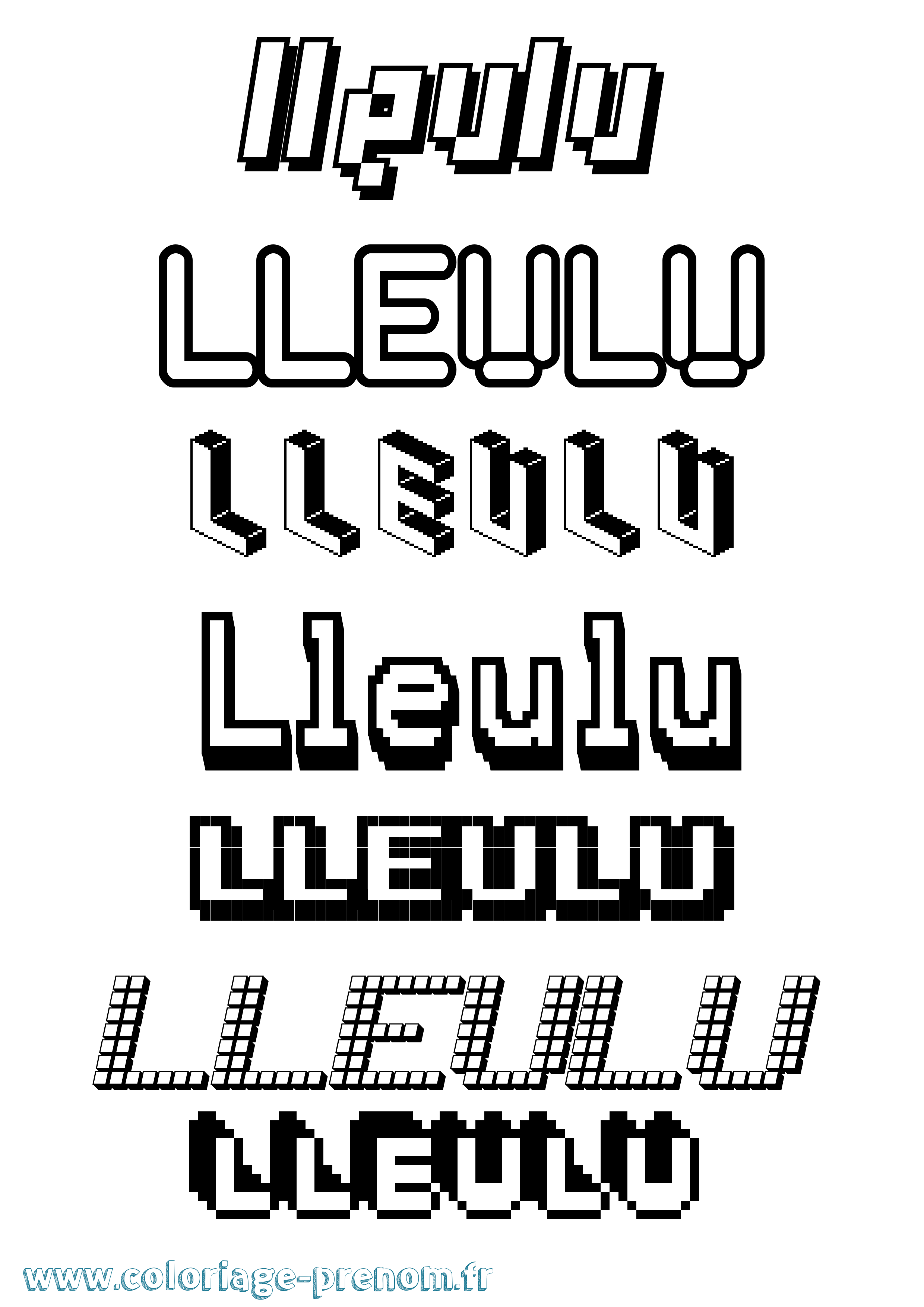 Coloriage prénom Lleulu Pixel