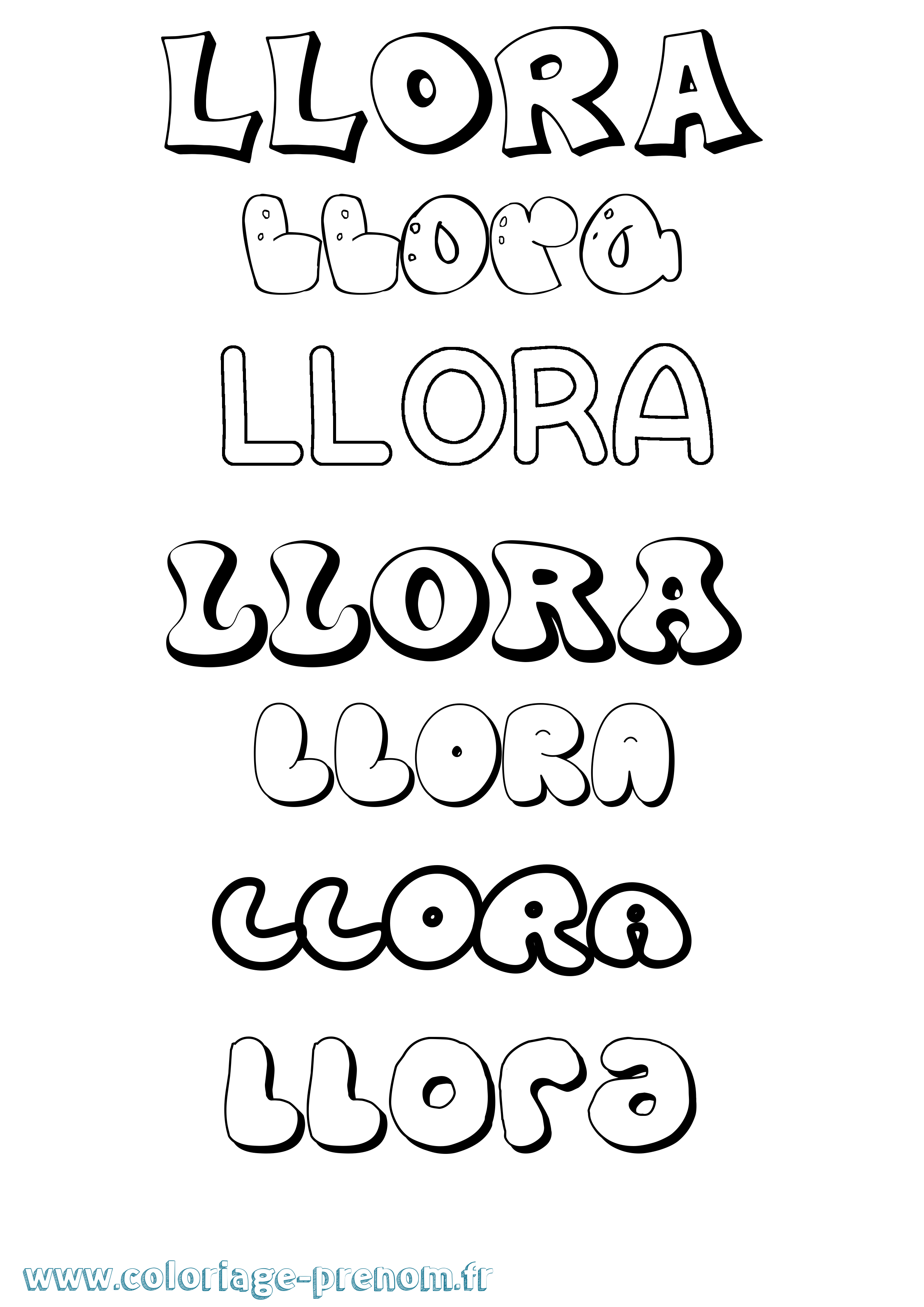 Coloriage Llora Bubble Coloriage prénom Llora Bubble
