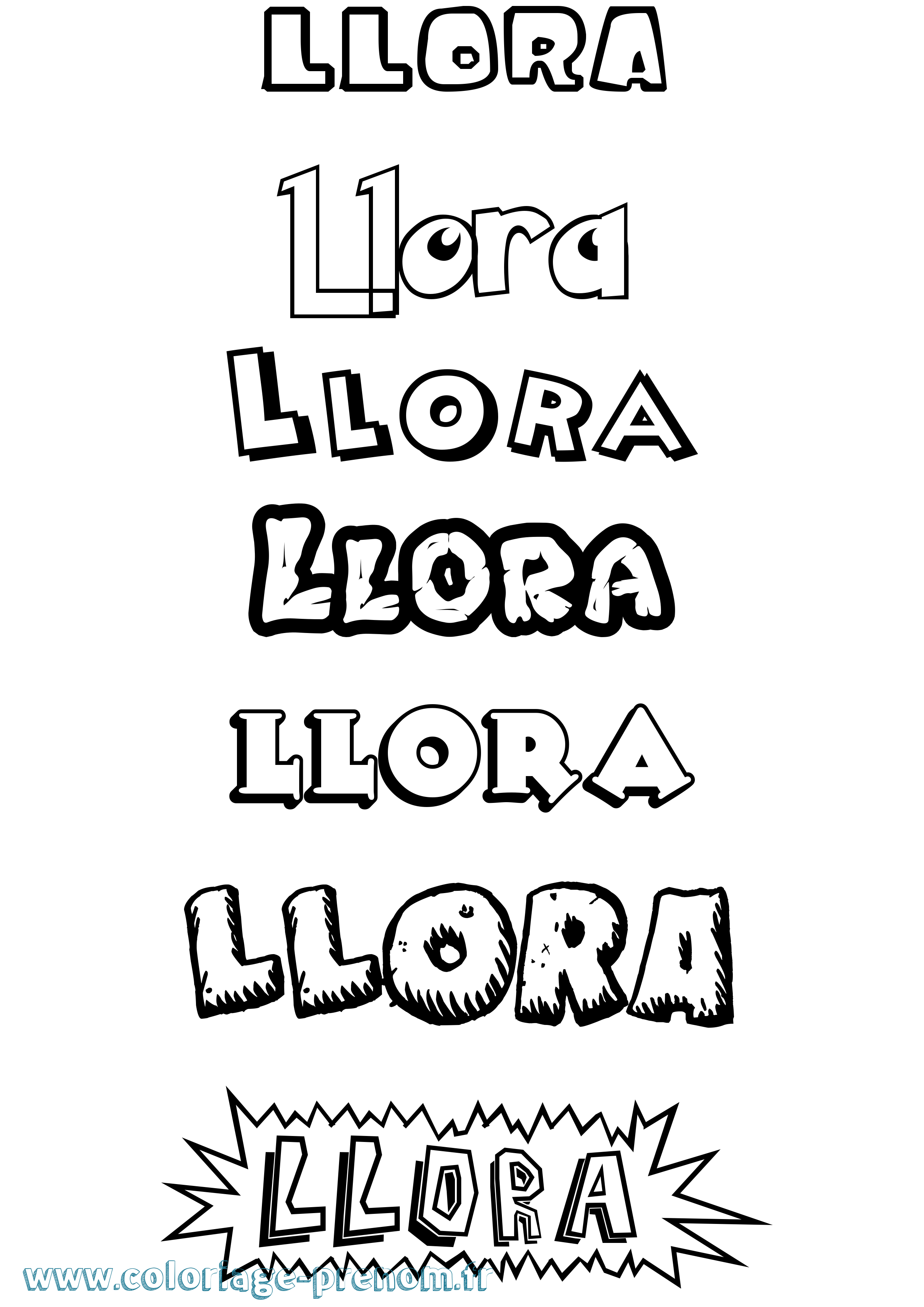 Coloriage Llora Dessin Animé Coloriage prénom Llora Dessin Animé