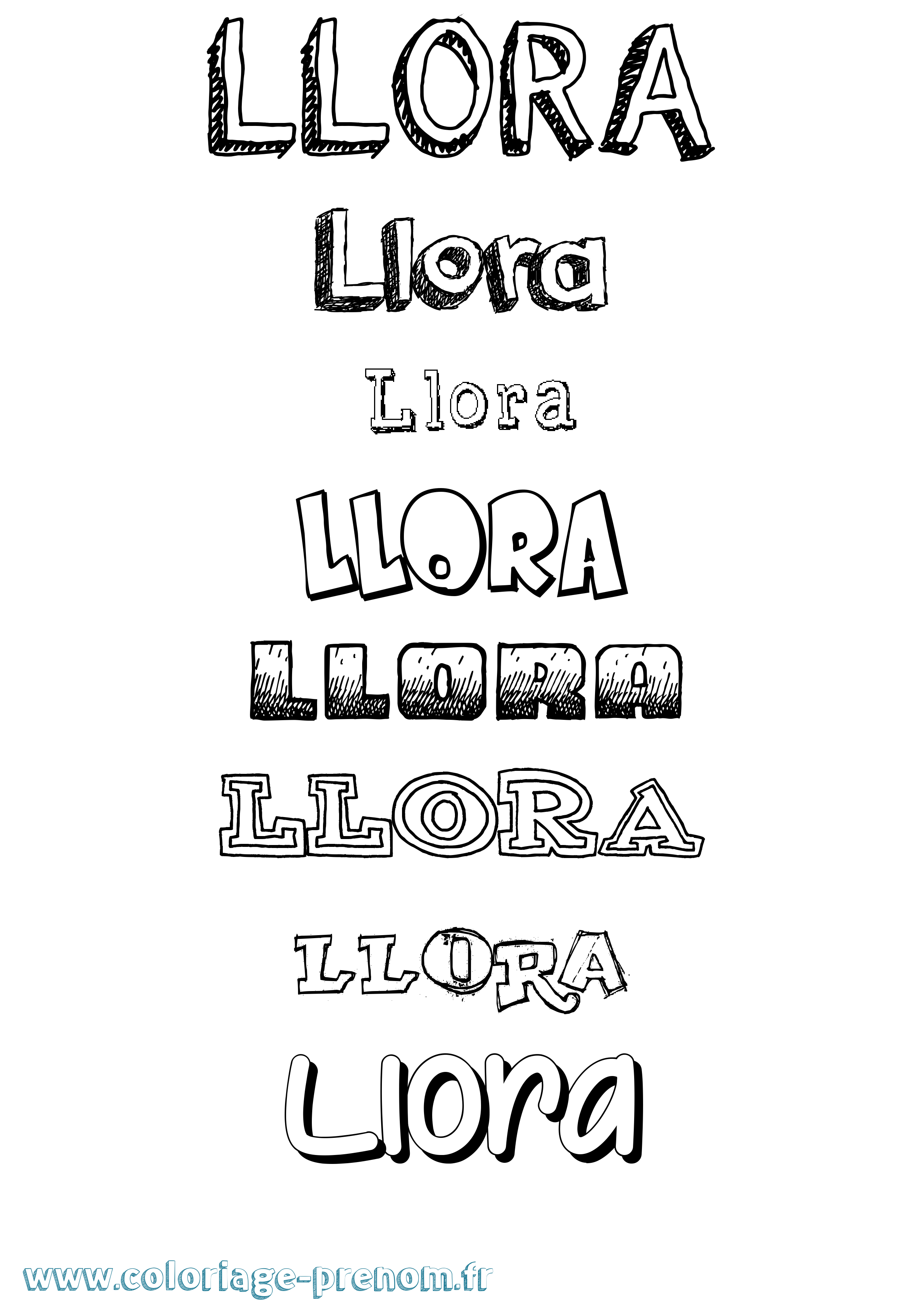 Coloriage Llora Dessiné Coloriage prénom Llora Dessiné