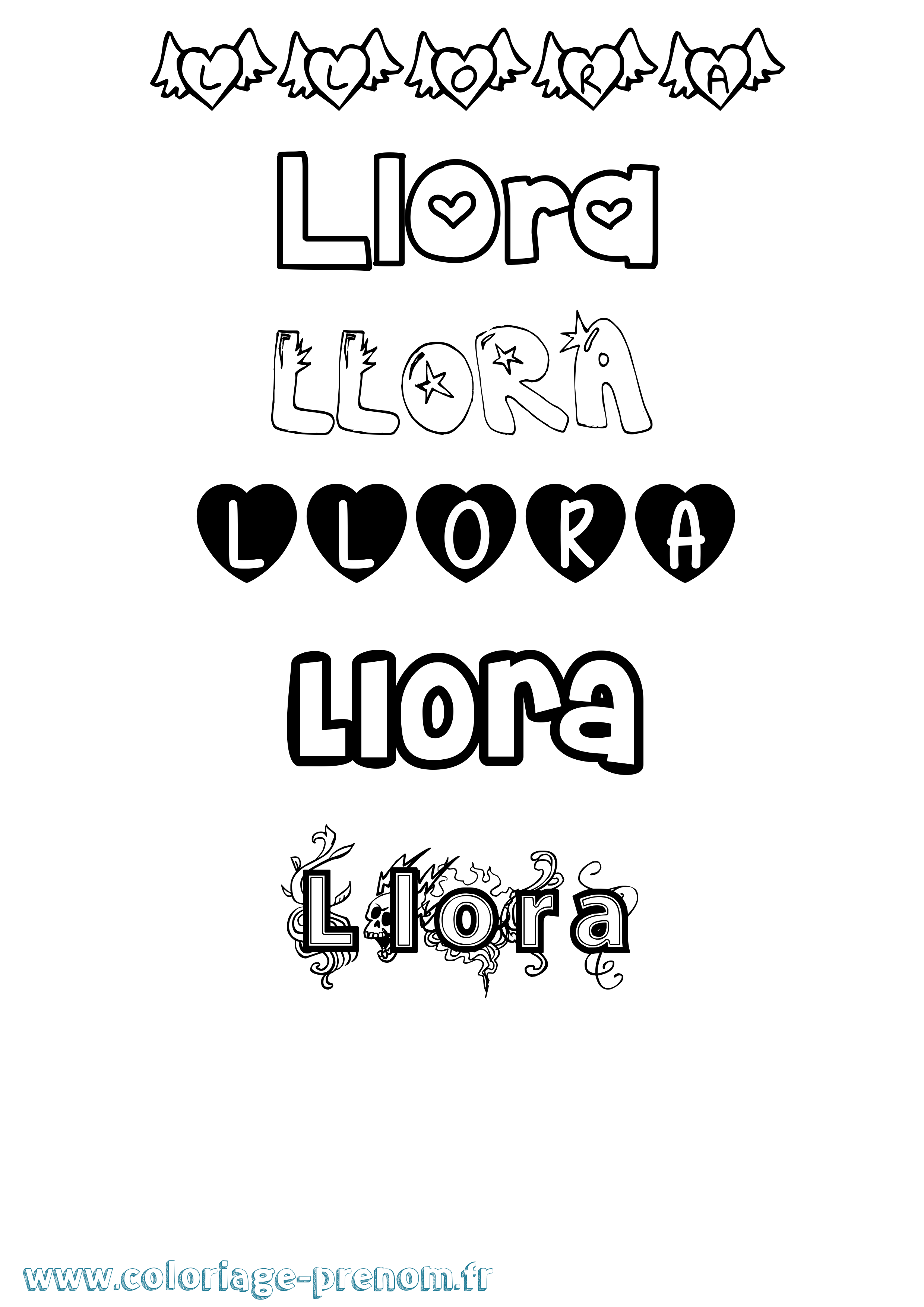 Coloriage Llora Girly Coloriage prénom Llora Girly