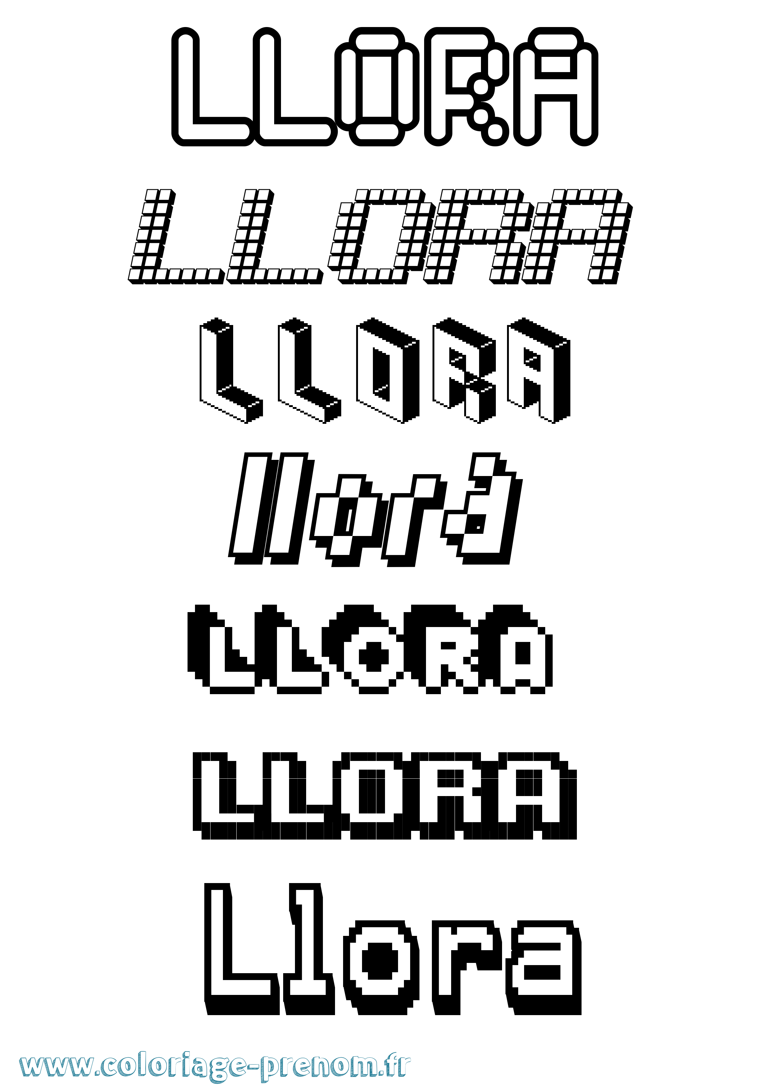 Coloriage Llora Pixel Coloriage prénom Llora Pixel