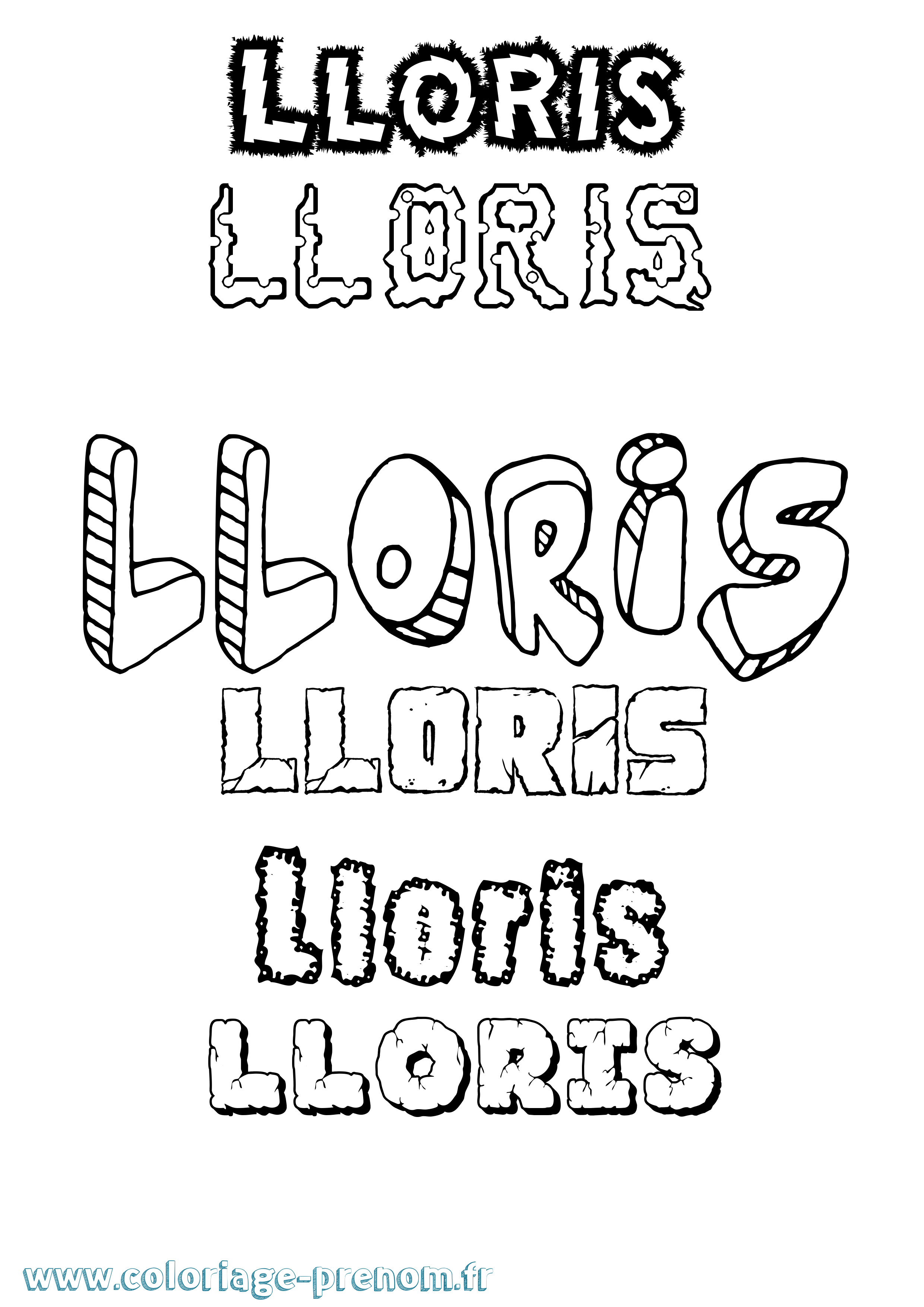 Coloriage prénom Lloris Destructuré