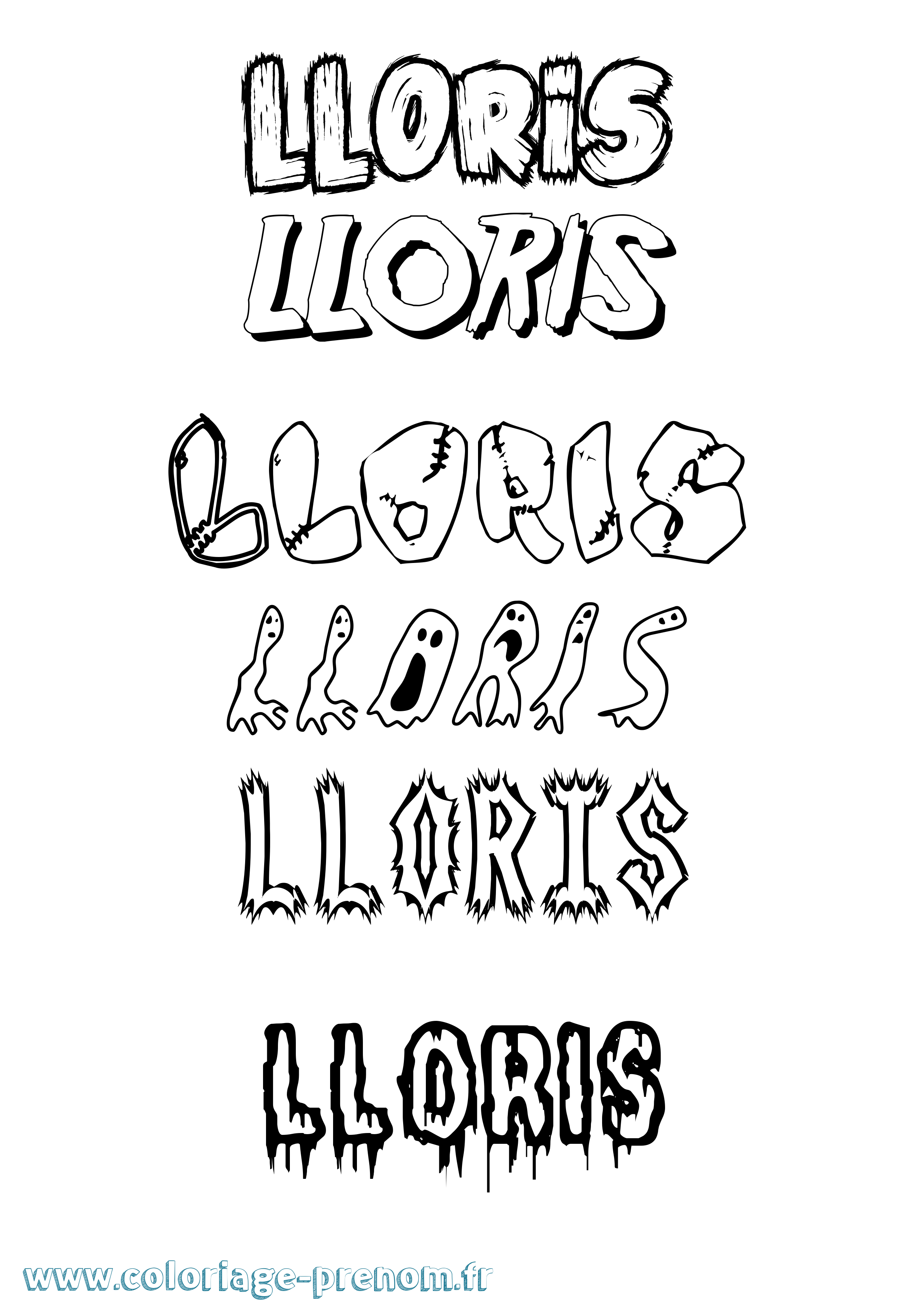 Coloriage prénom Lloris Frisson