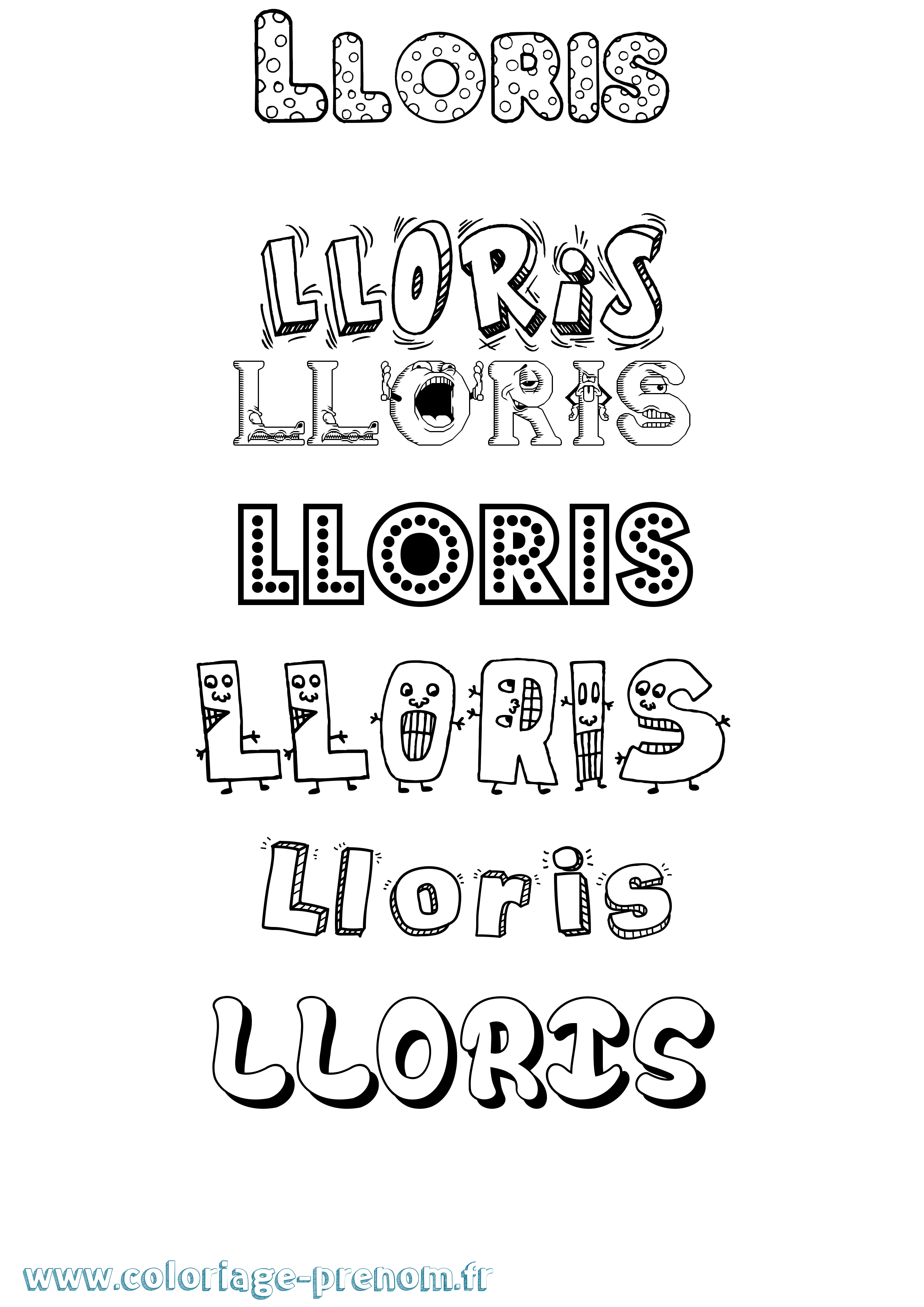 Coloriage prénom Lloris Fun