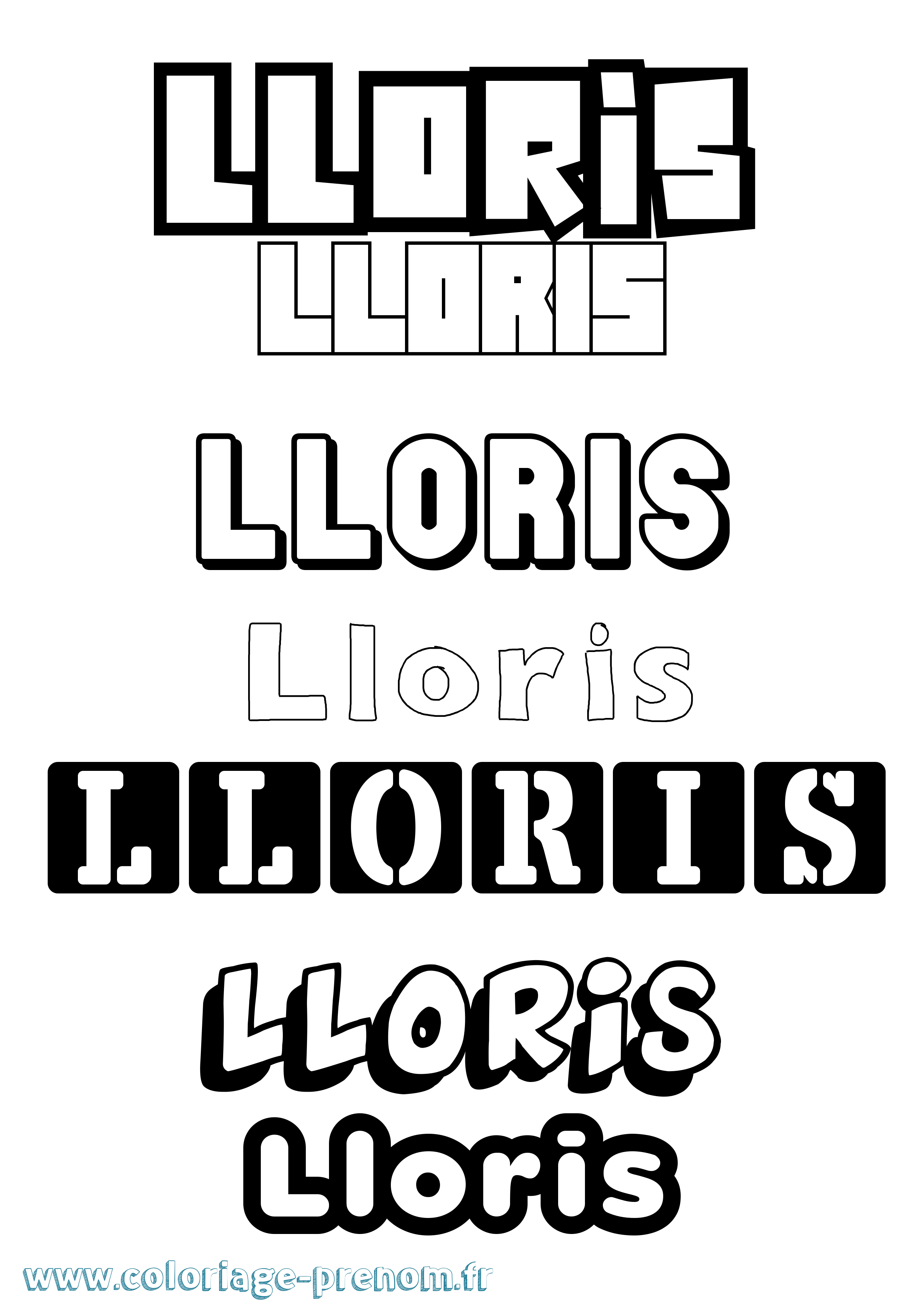 Coloriage prénom Lloris Simple