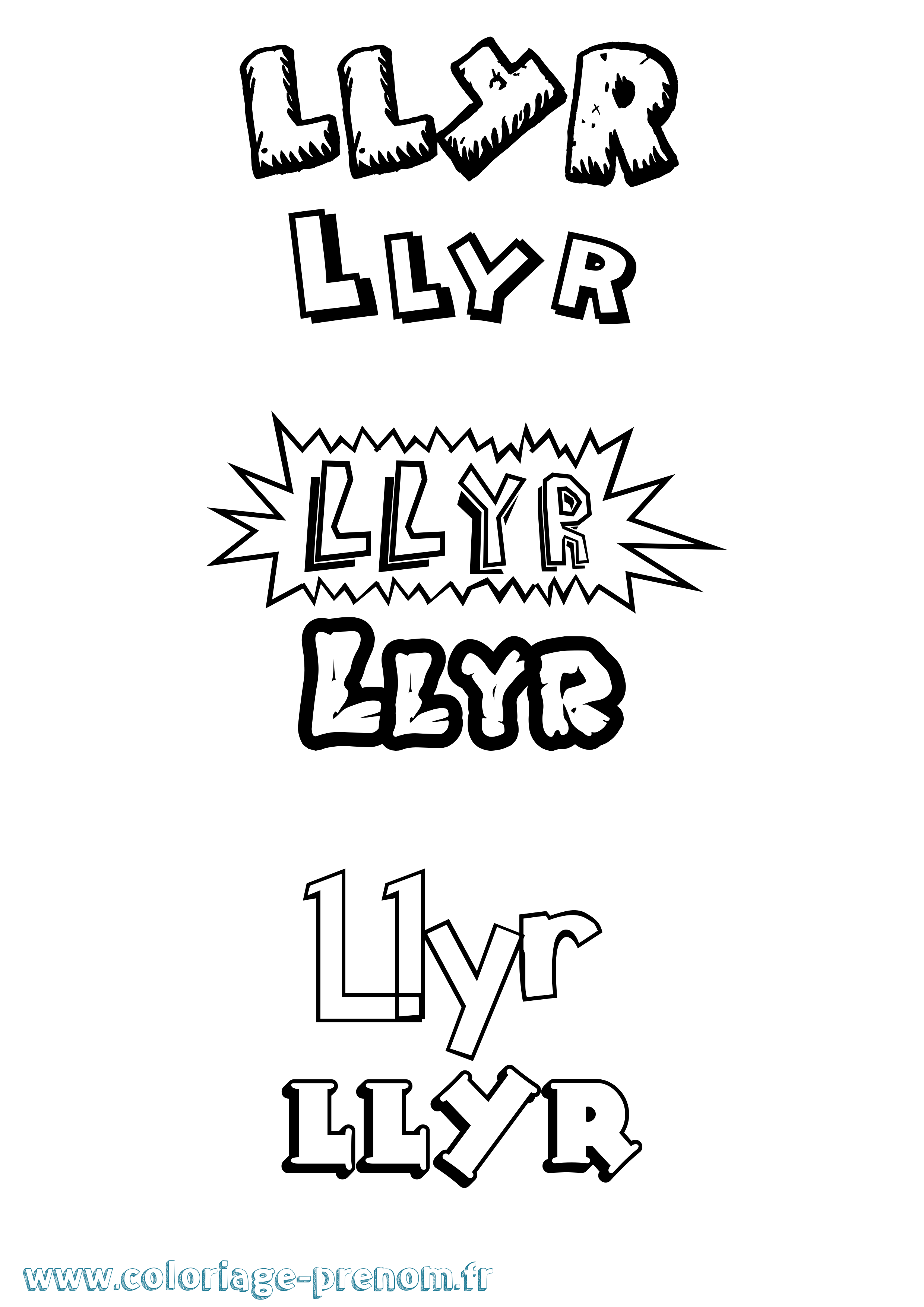 Coloriage Llyr Dessin Animé Coloriage prénom Llyr Dessin Animé