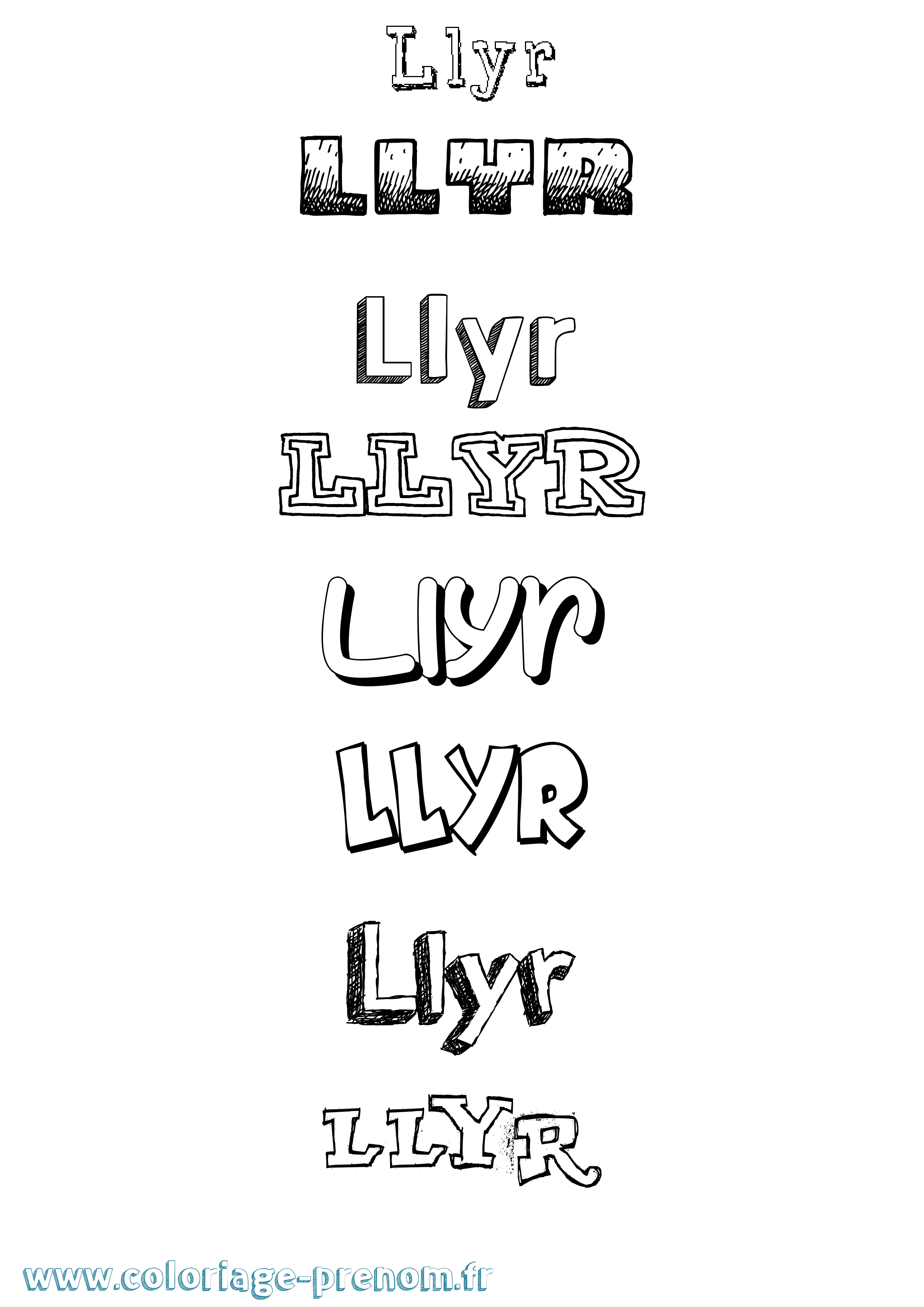 Coloriage Llyr Dessiné Coloriage prénom Llyr Dessiné
