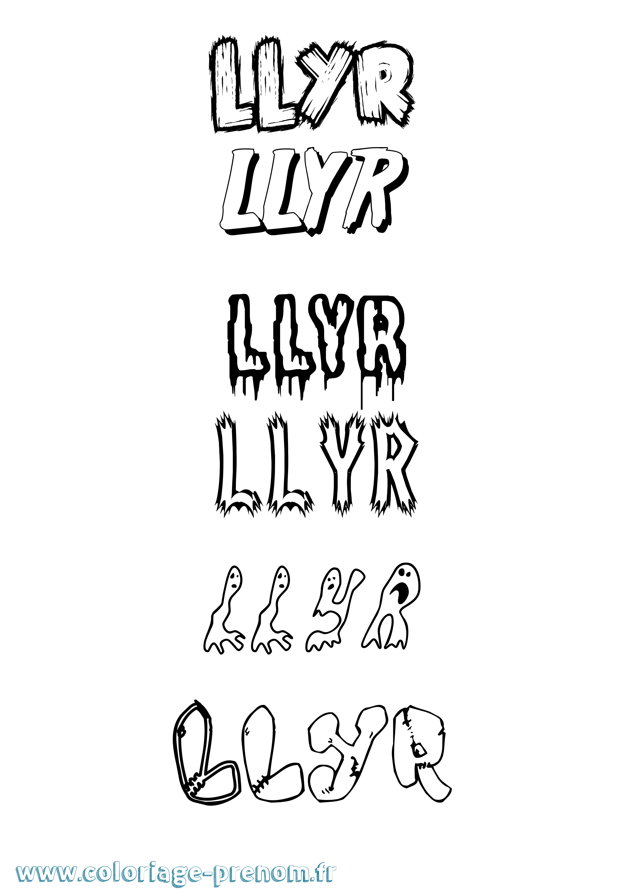 Coloriage Llyr Frisson Coloriage prénom Llyr Frisson