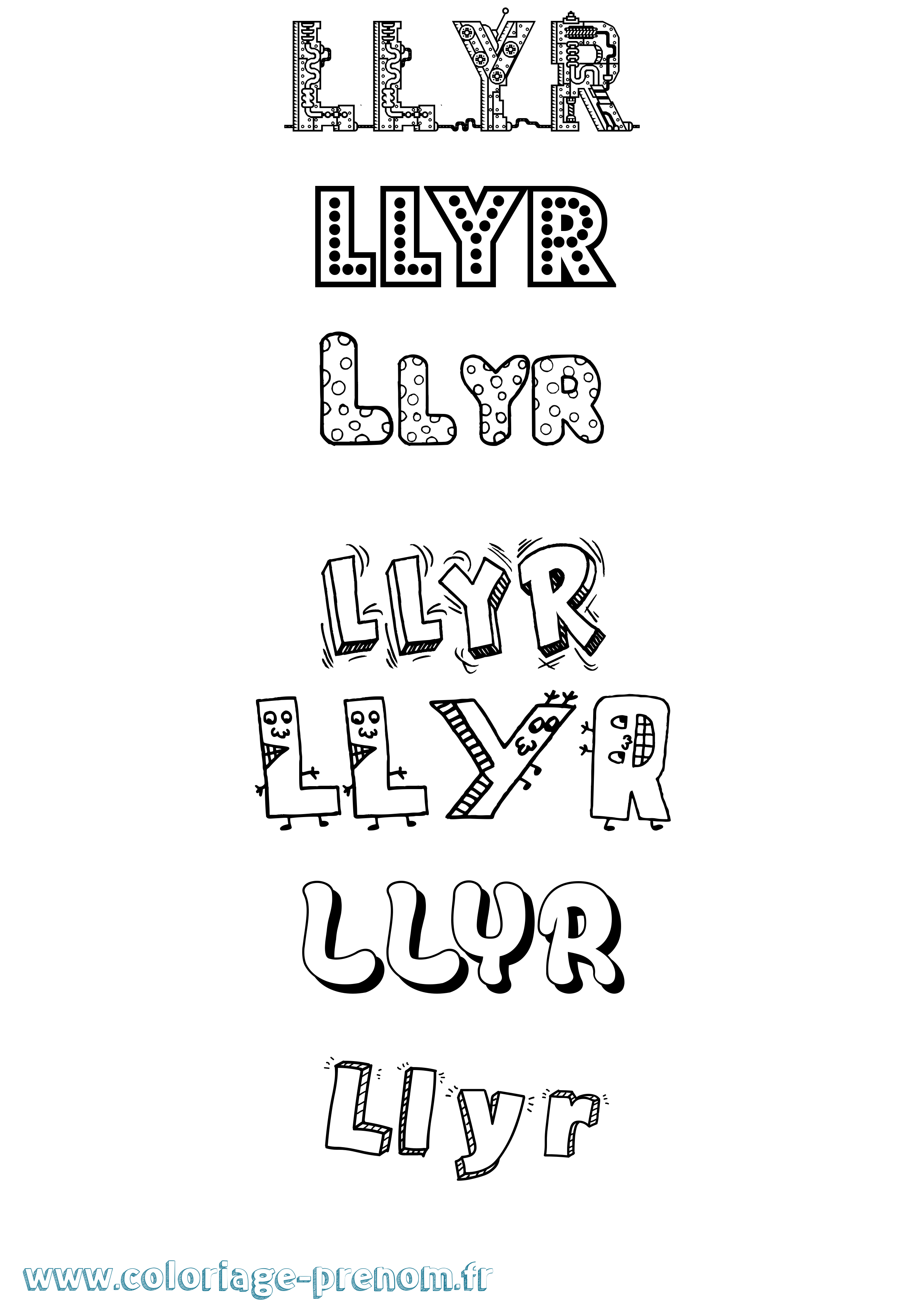 Coloriage Llyr Fun Coloriage prénom Llyr Fun