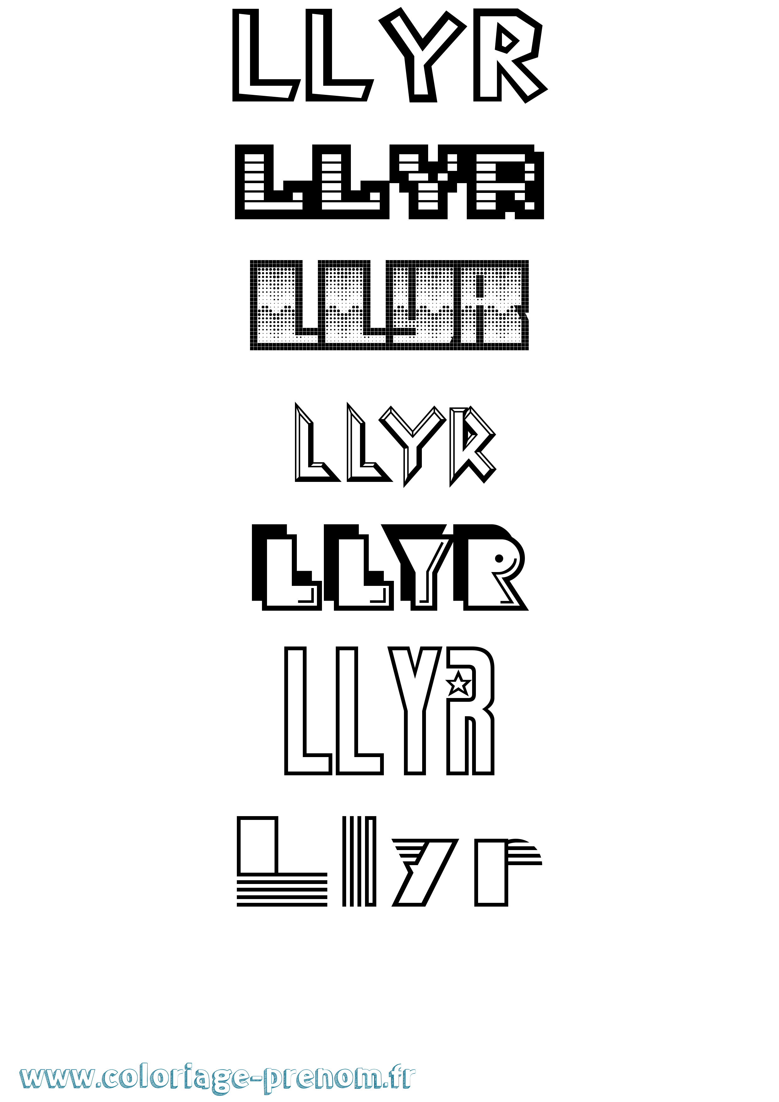 Coloriage Llyr Jeux Vidéos Coloriage prénom Llyr Jeux Vidéos