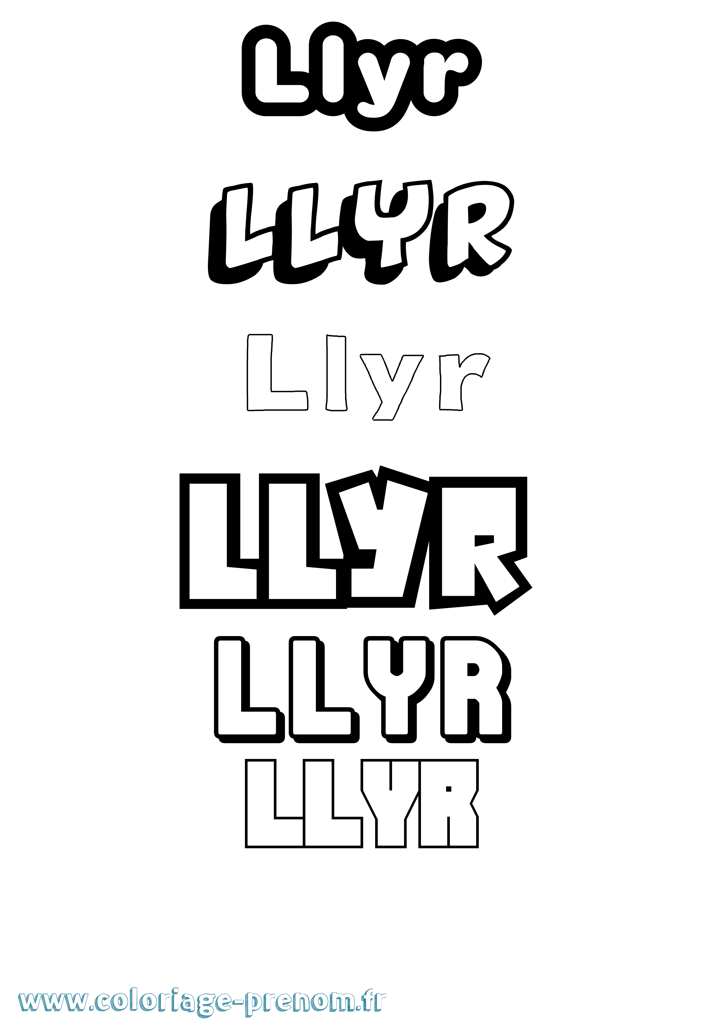 Coloriage prénom Llyr Simple