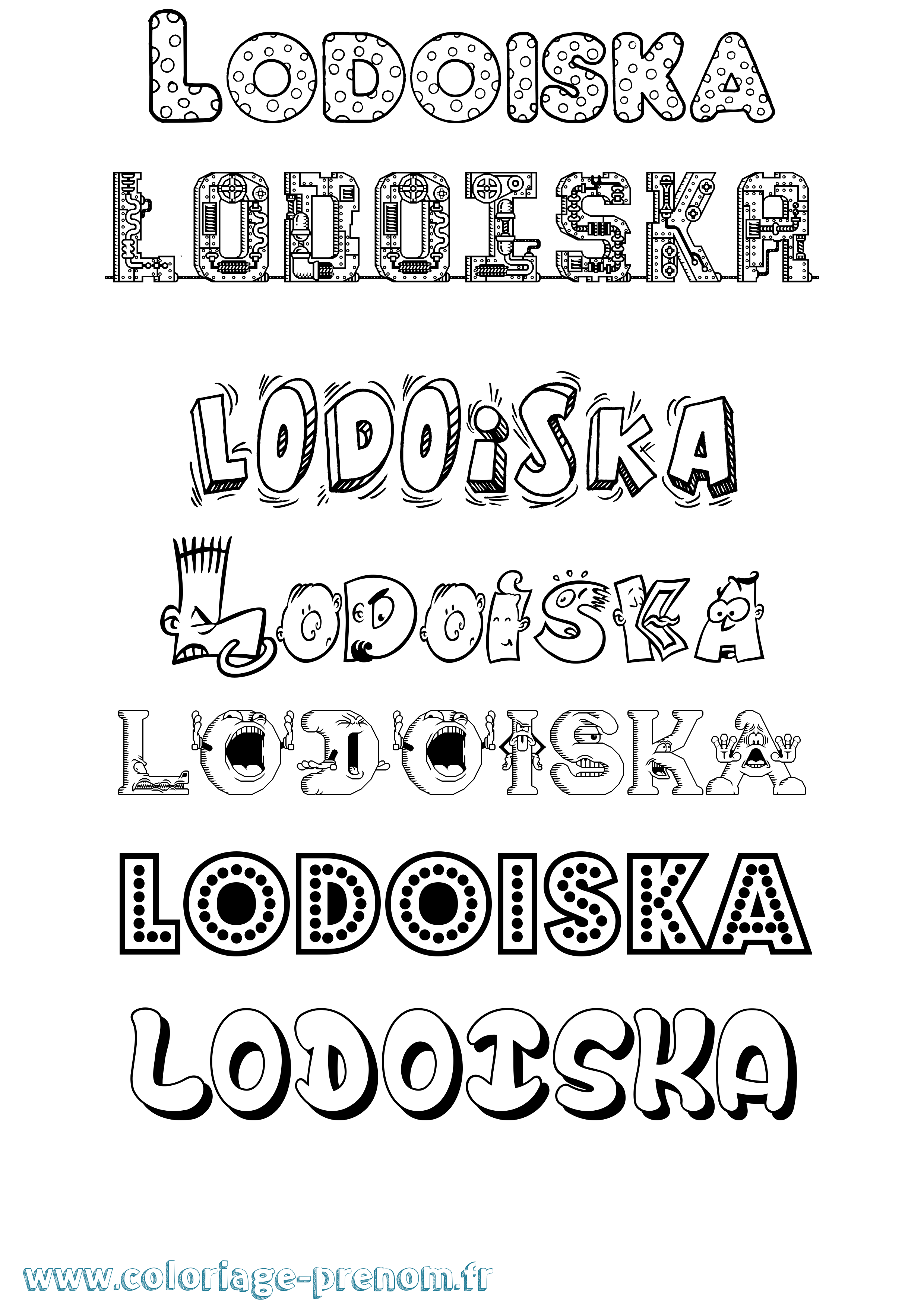 Coloriage prénom Lodoiska Fun