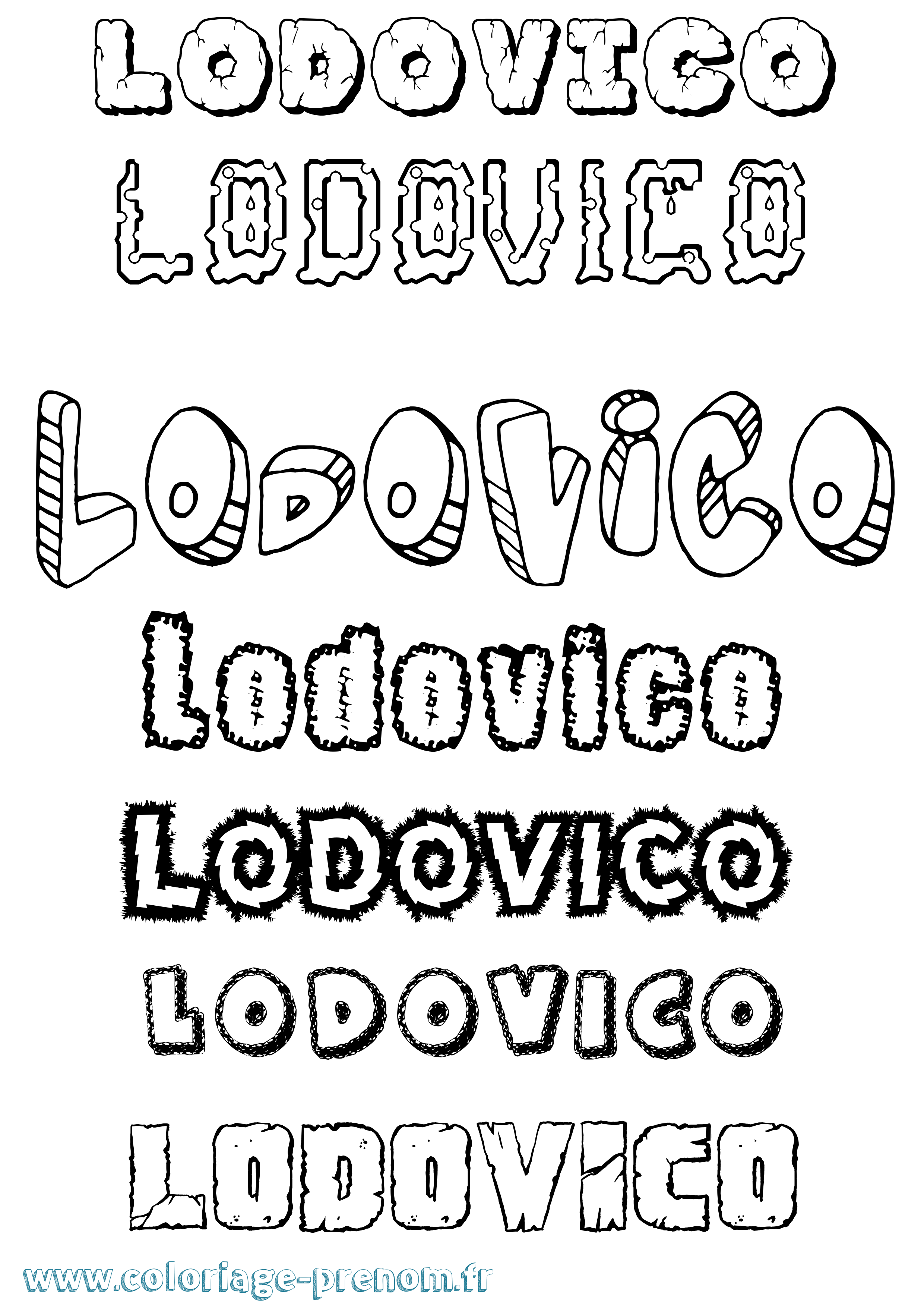Coloriage prénom Lodovico Destructuré