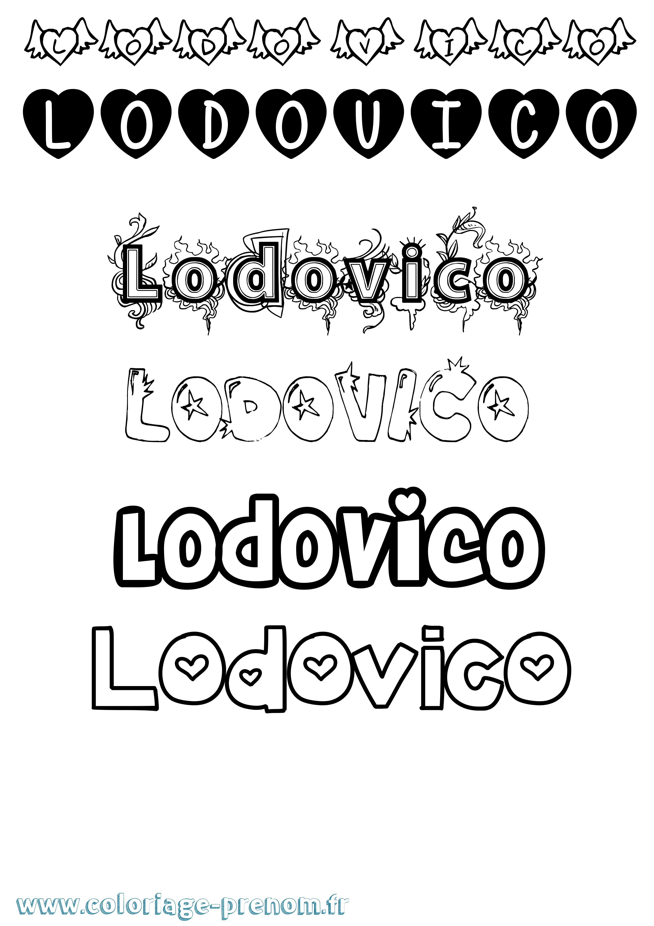 Coloriage prénom Lodovico Girly