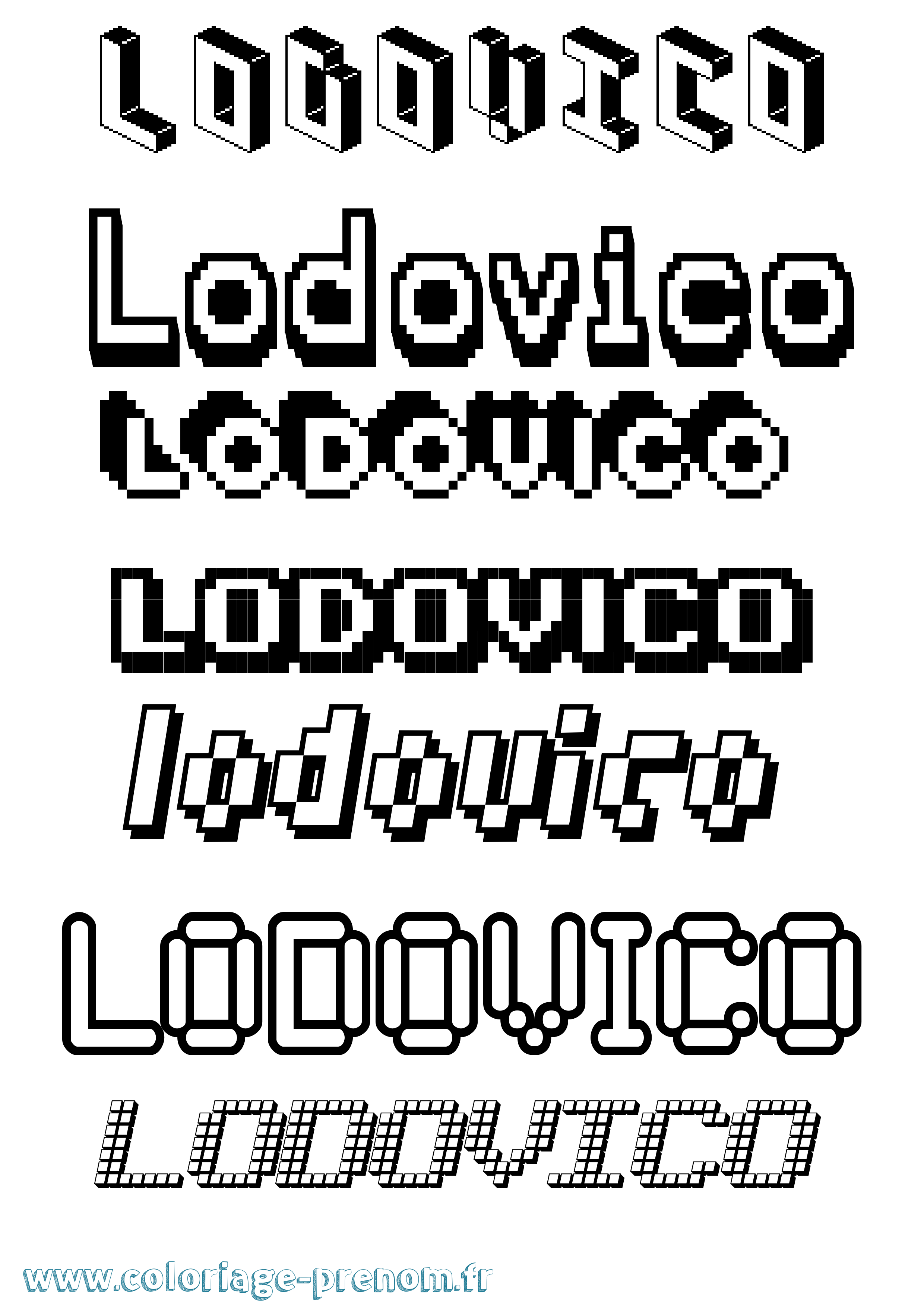 Coloriage prénom Lodovico Pixel