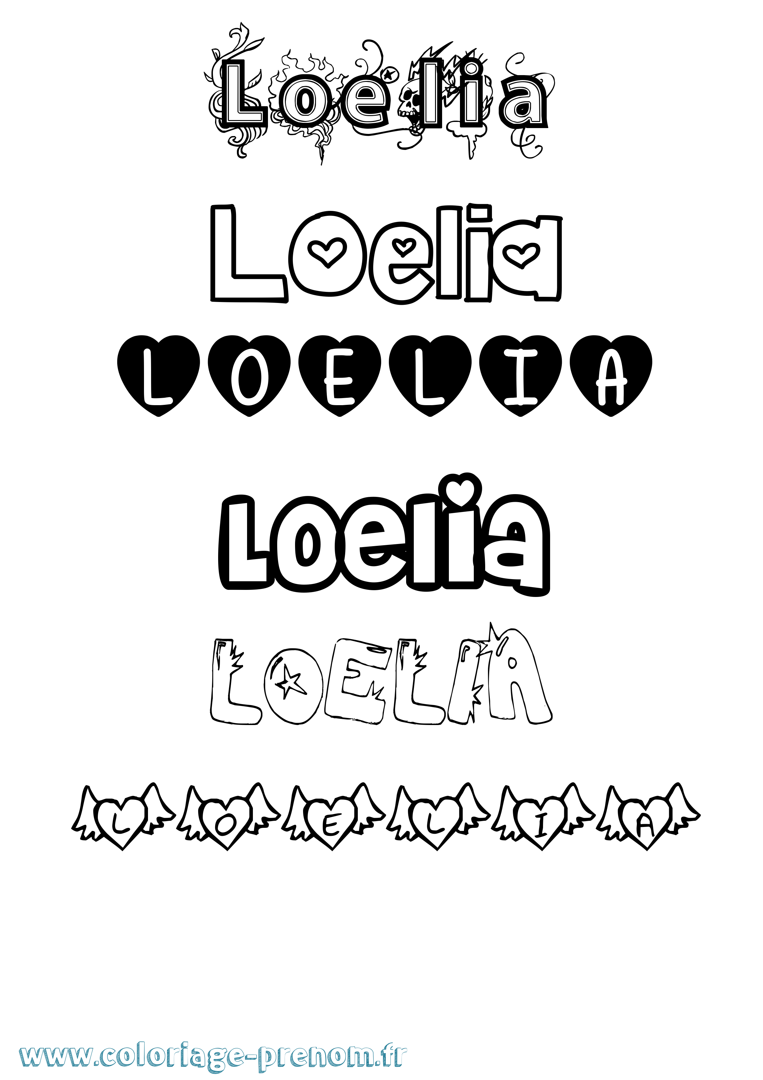 Coloriage Loelia Girly Coloriage prénom Loelia Girly