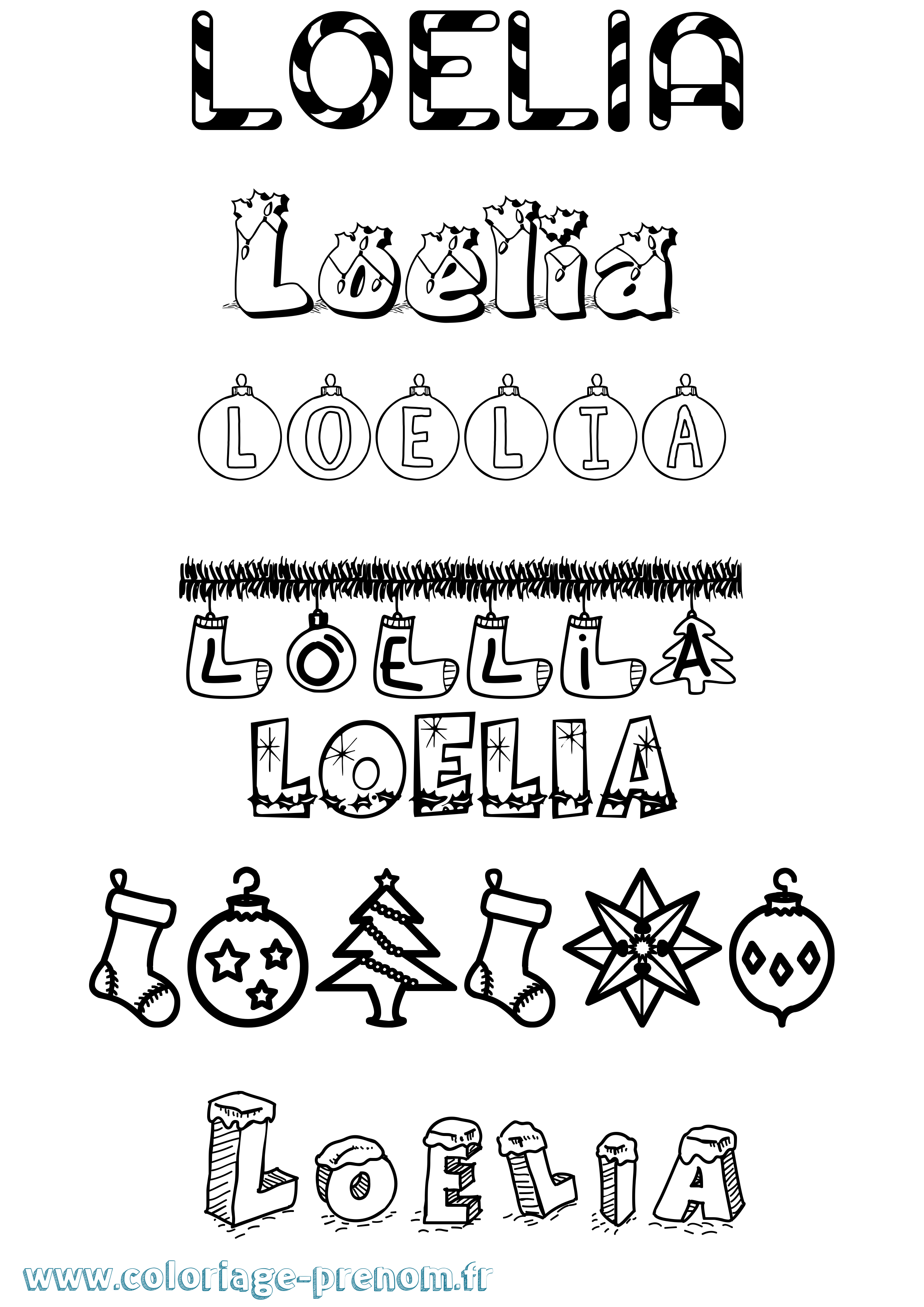 Coloriage Loelia Noël Coloriage prénom Loelia Noël
