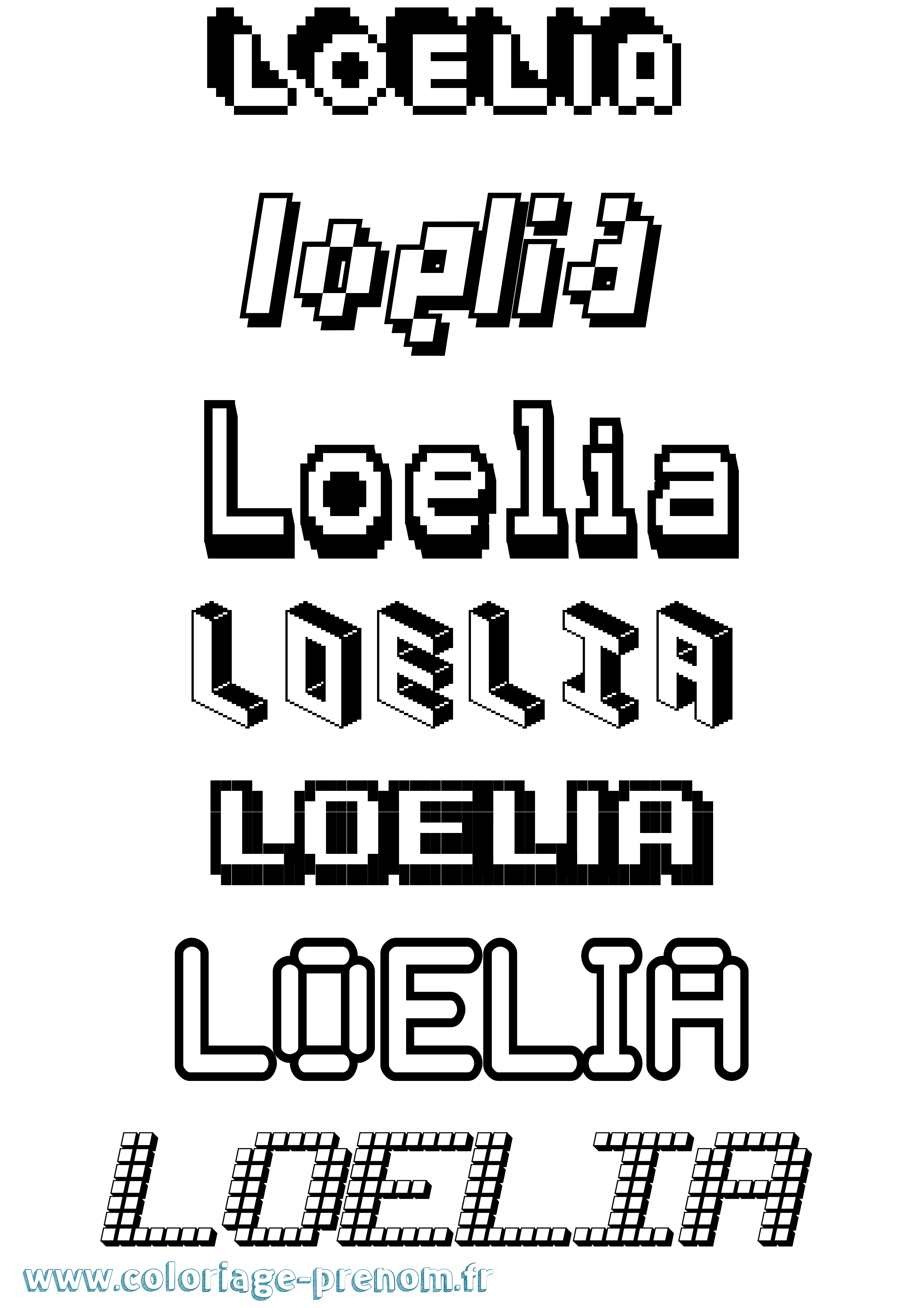 Coloriage prénom Loelia Pixel
