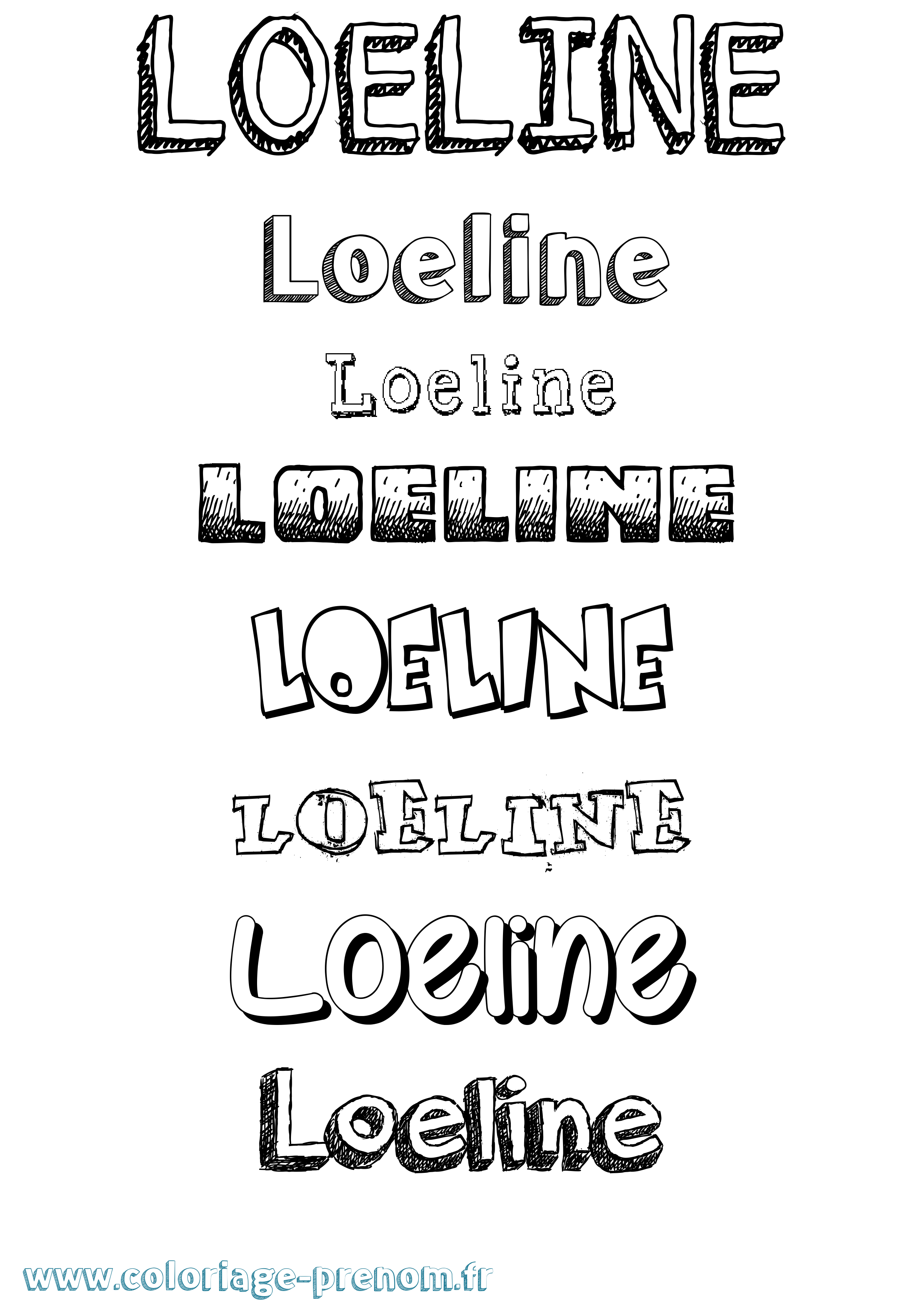 Coloriage prénom Loeline Dessiné