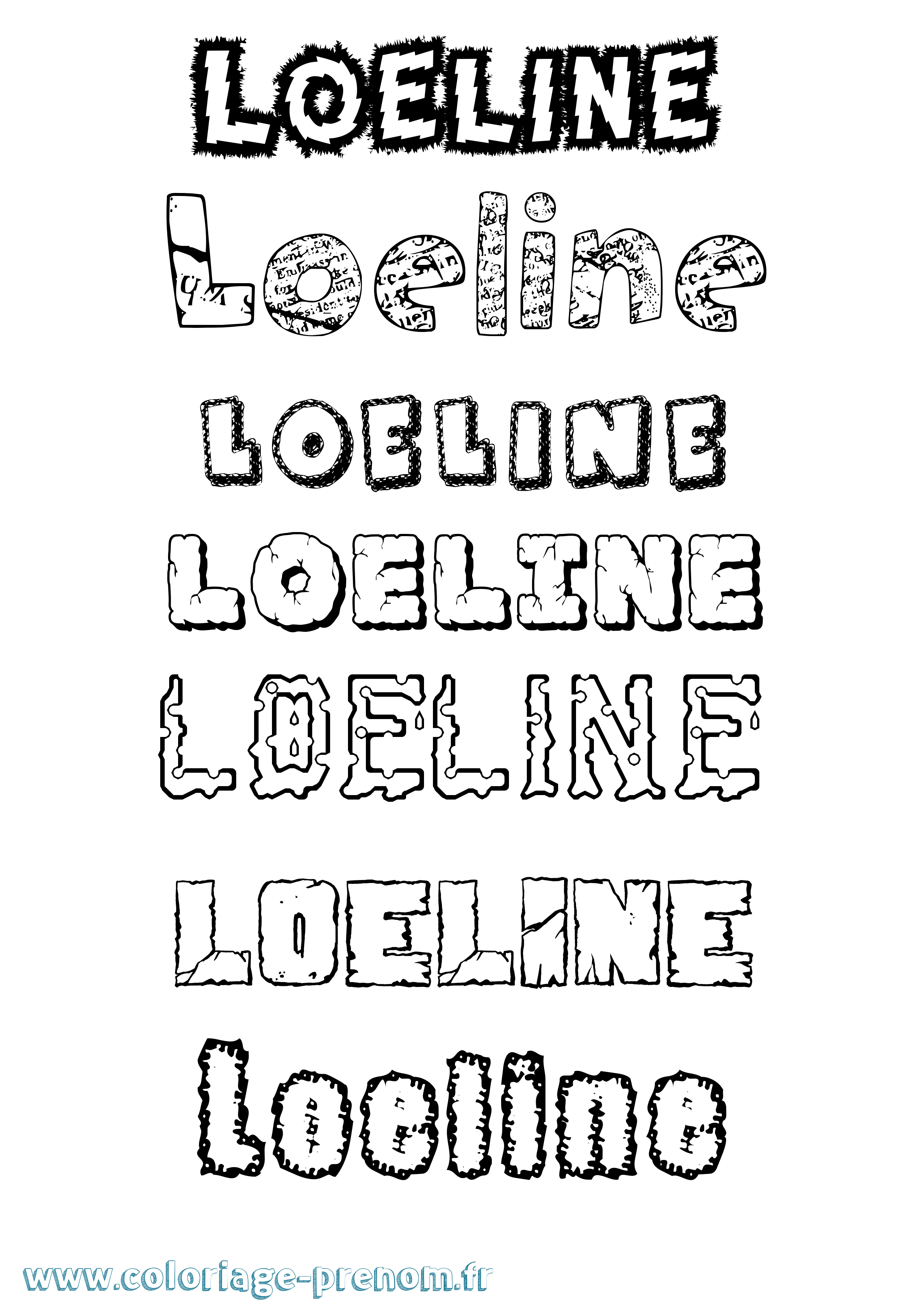 Coloriage prénom Loeline Destructuré