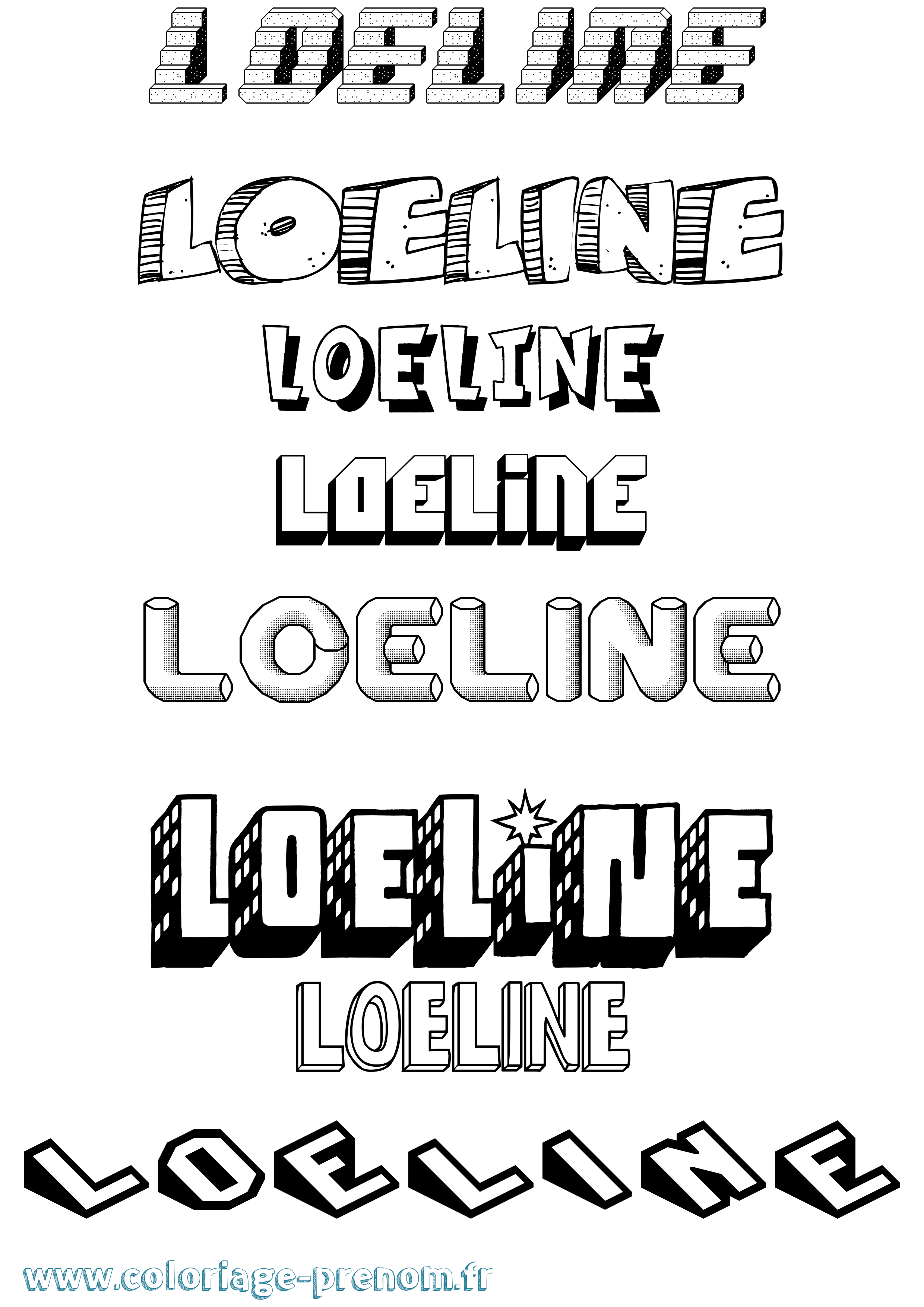 Coloriage prénom Loeline Effet 3D