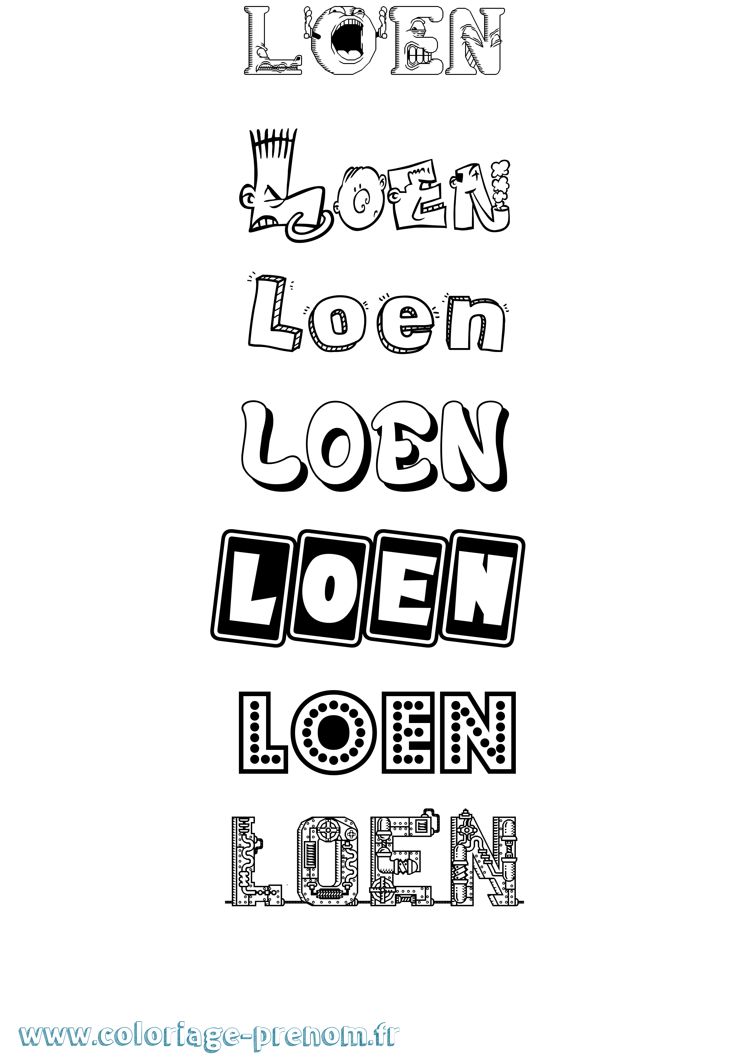 Coloriage prénom Loen Fun