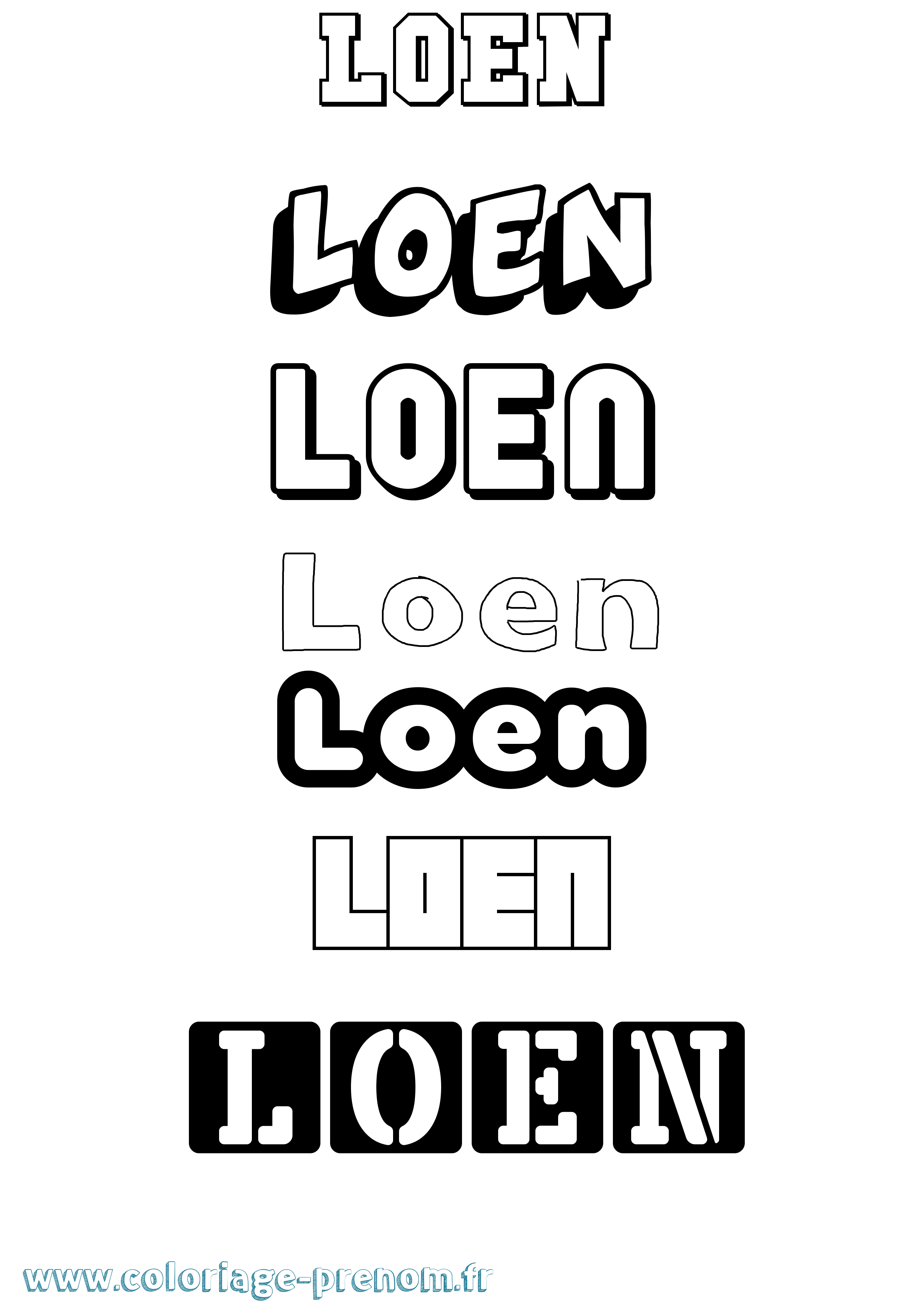 Coloriage prénom Loen Simple