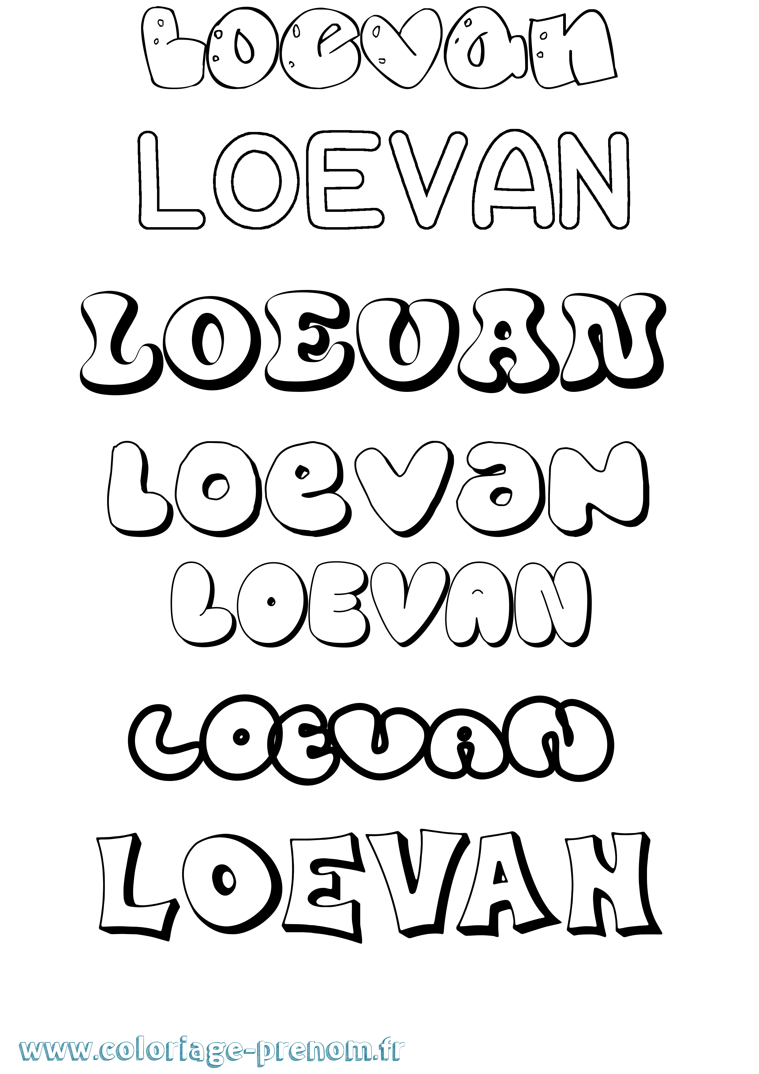 Coloriage prénom Loevan Bubble