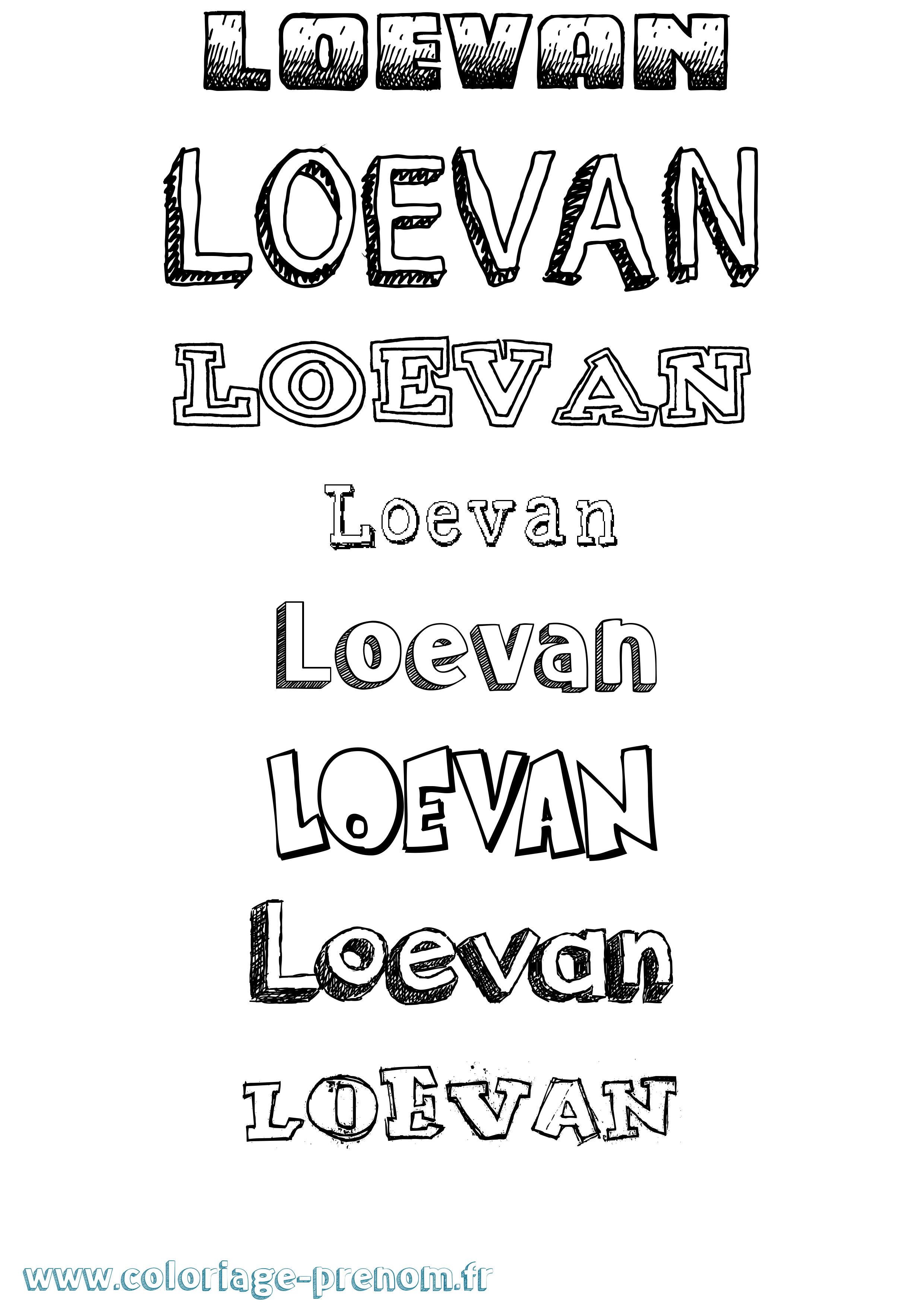 Coloriage prénom Loevan Dessiné