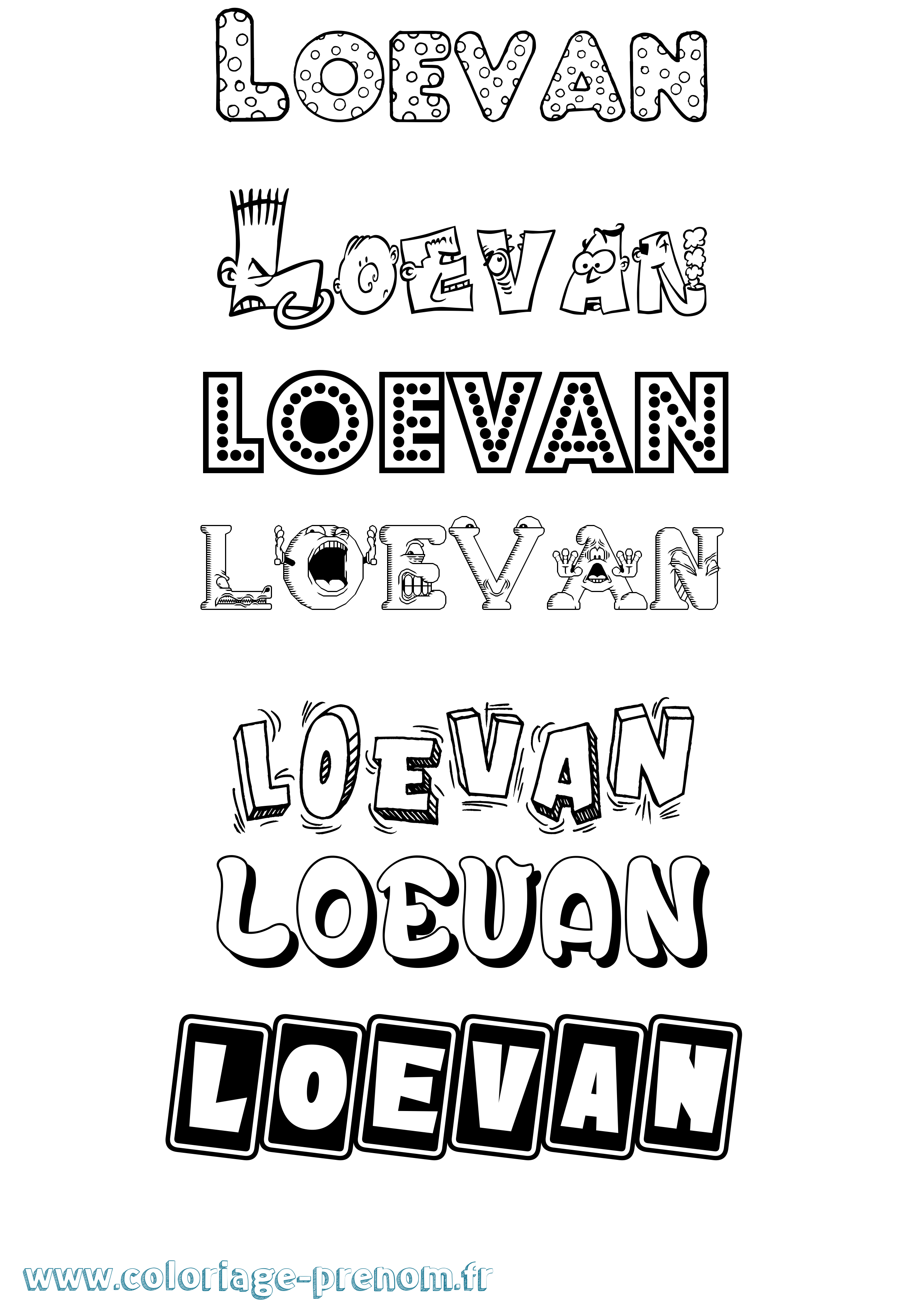 Coloriage prénom Loevan Fun