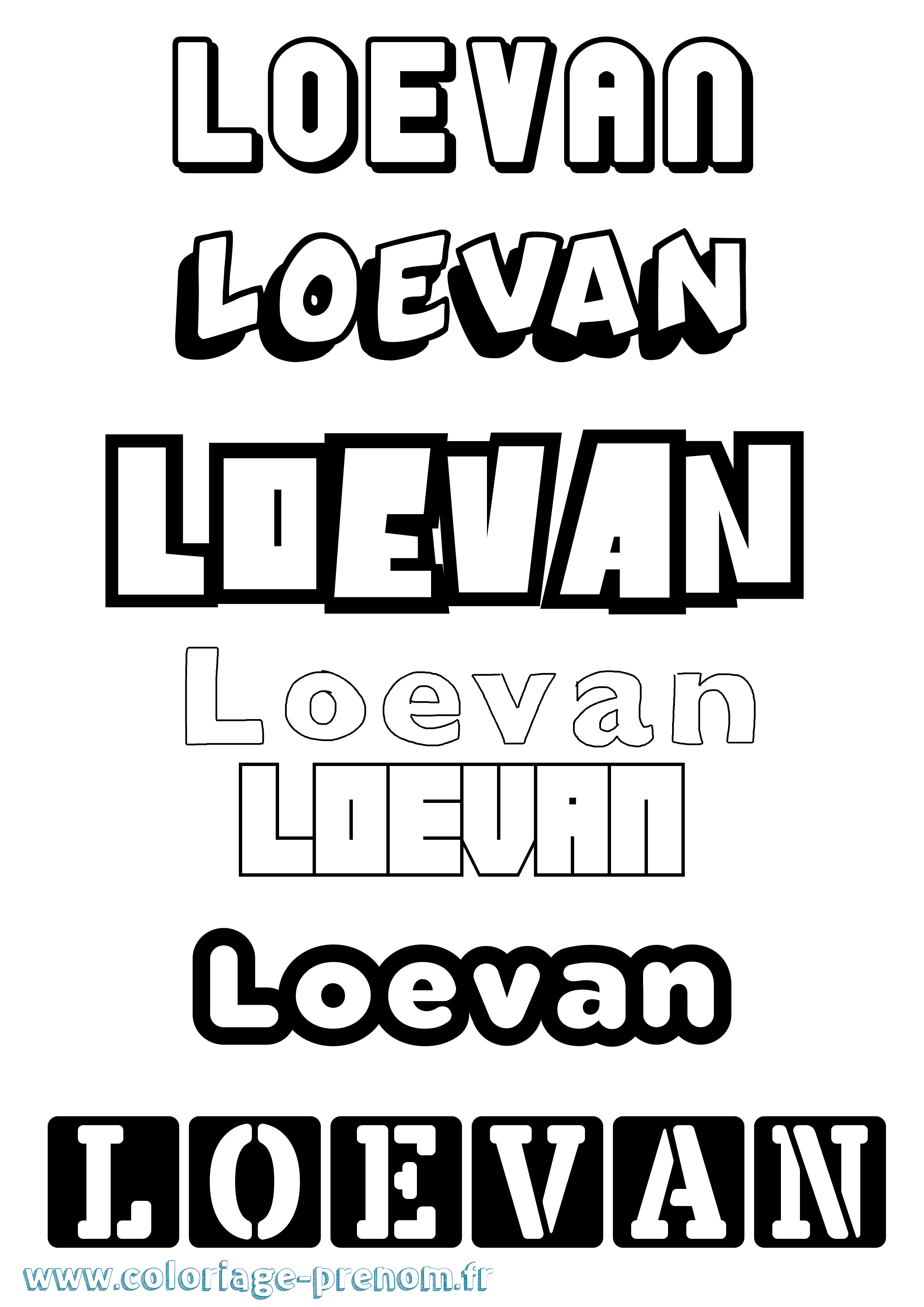 Coloriage prénom Loevan Simple