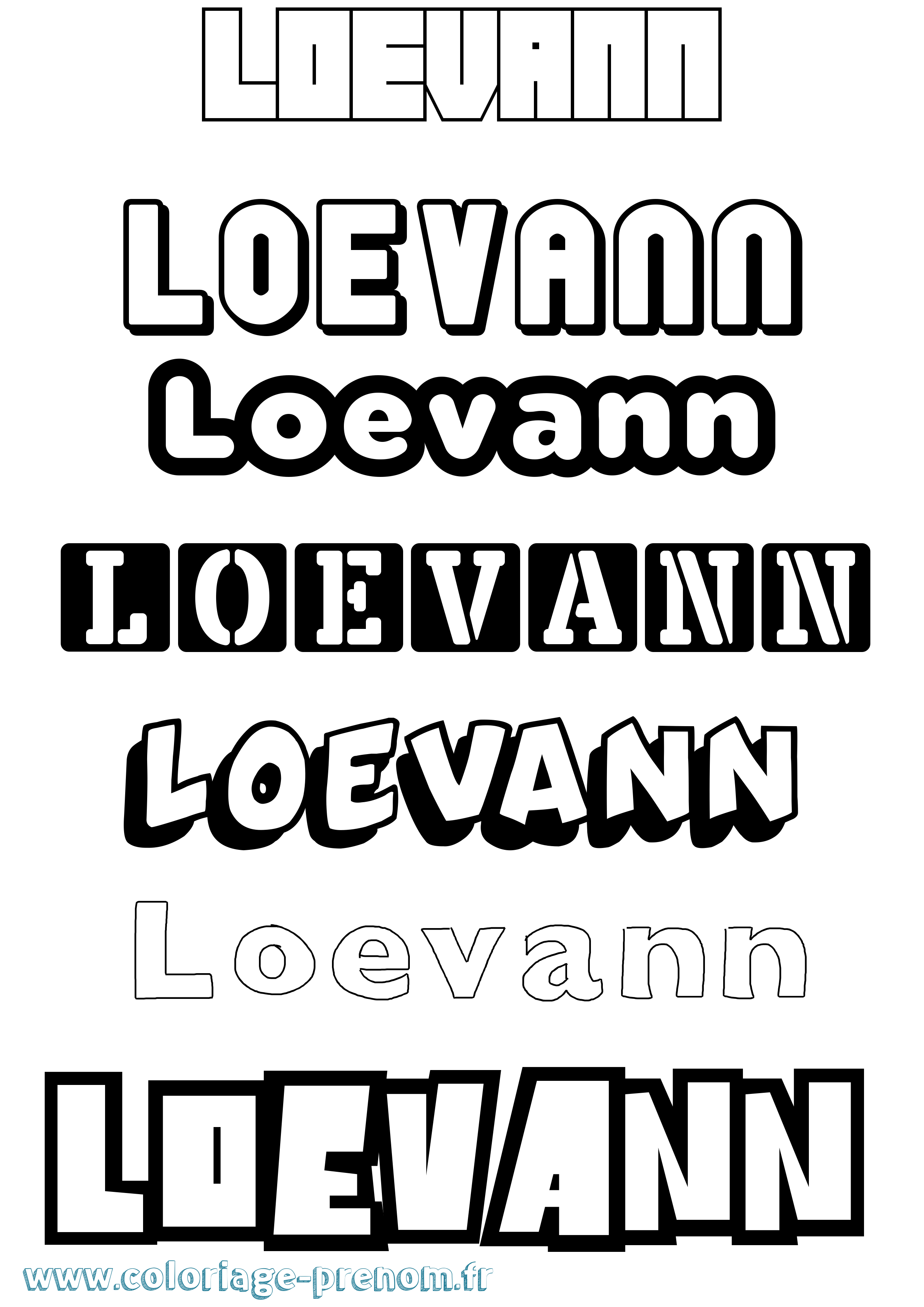 Coloriage prénom Loevann Simple