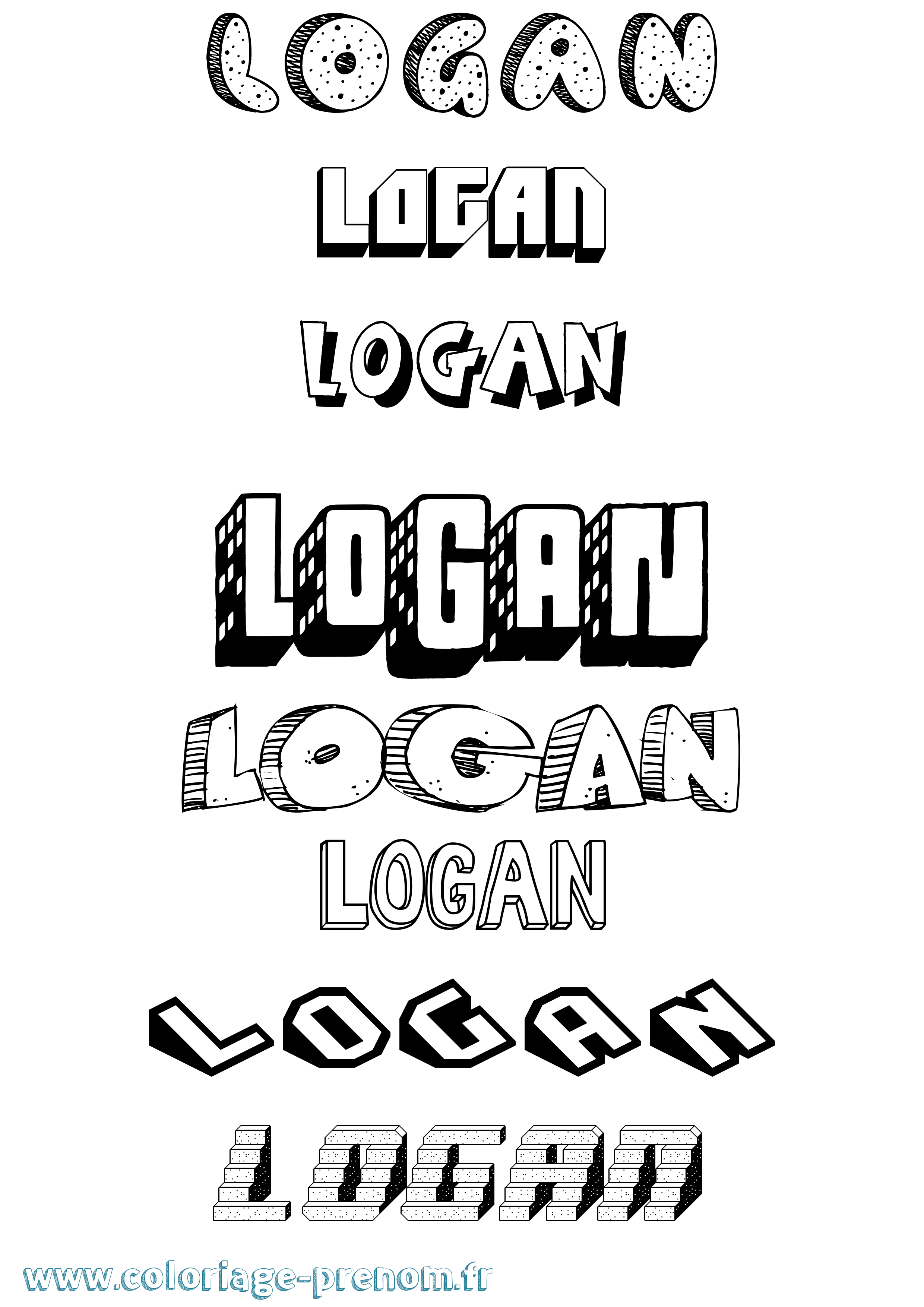 Coloriage Logan Effet 3D Coloriage prénom Logan Effet 3D