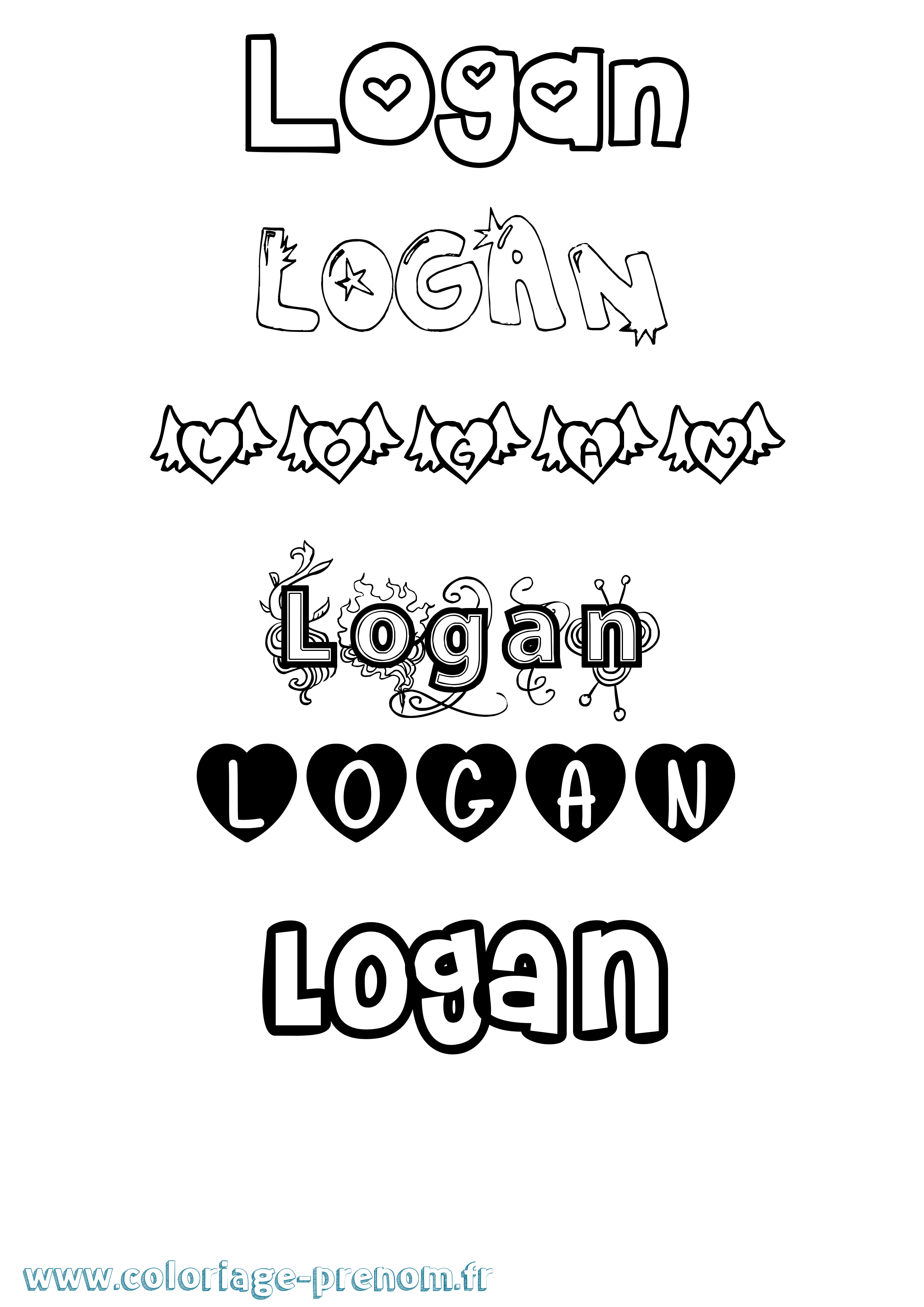 Coloriage Logan Girly Coloriage prénom Logan Girly