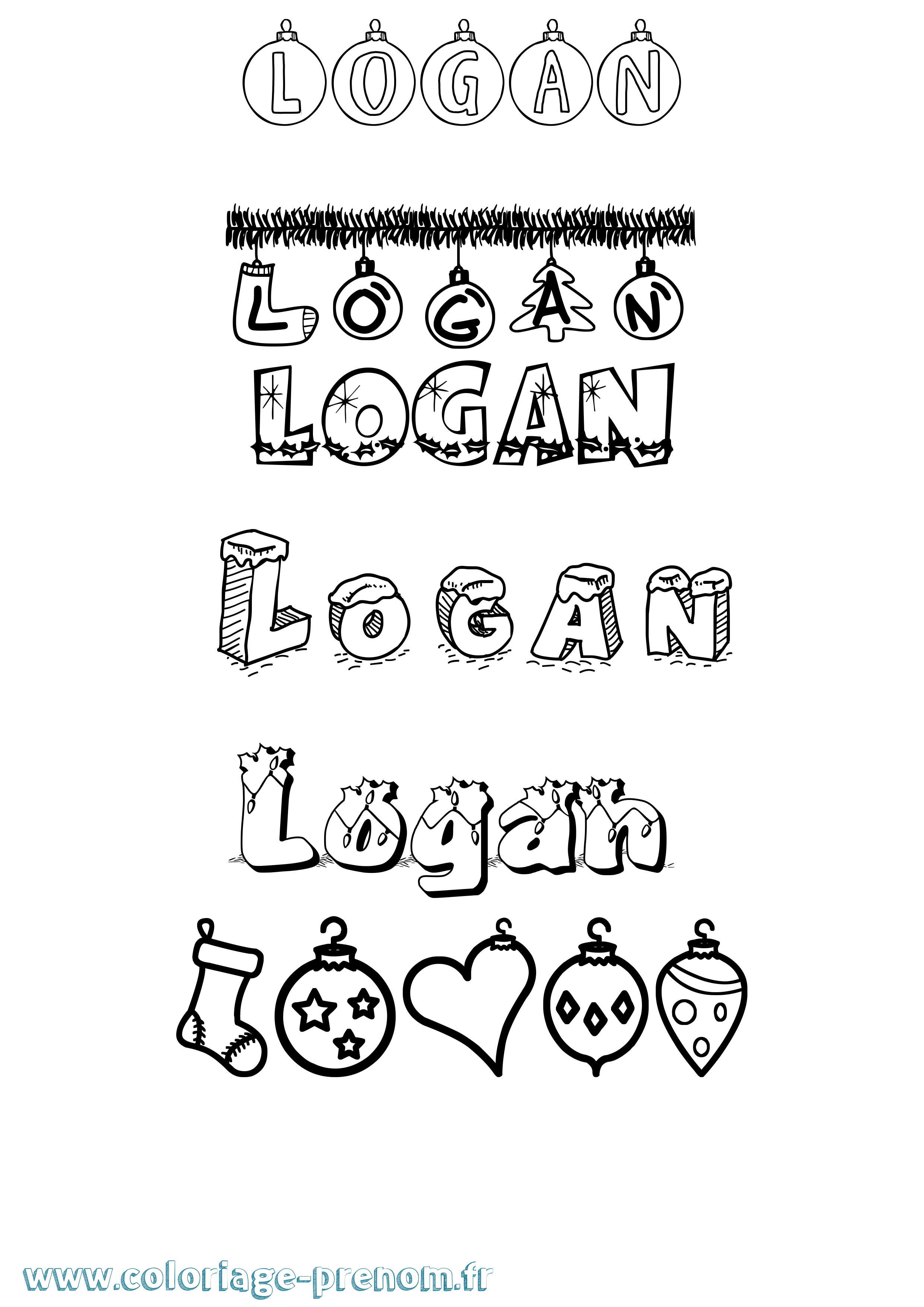 Coloriage prénom Logan Noël