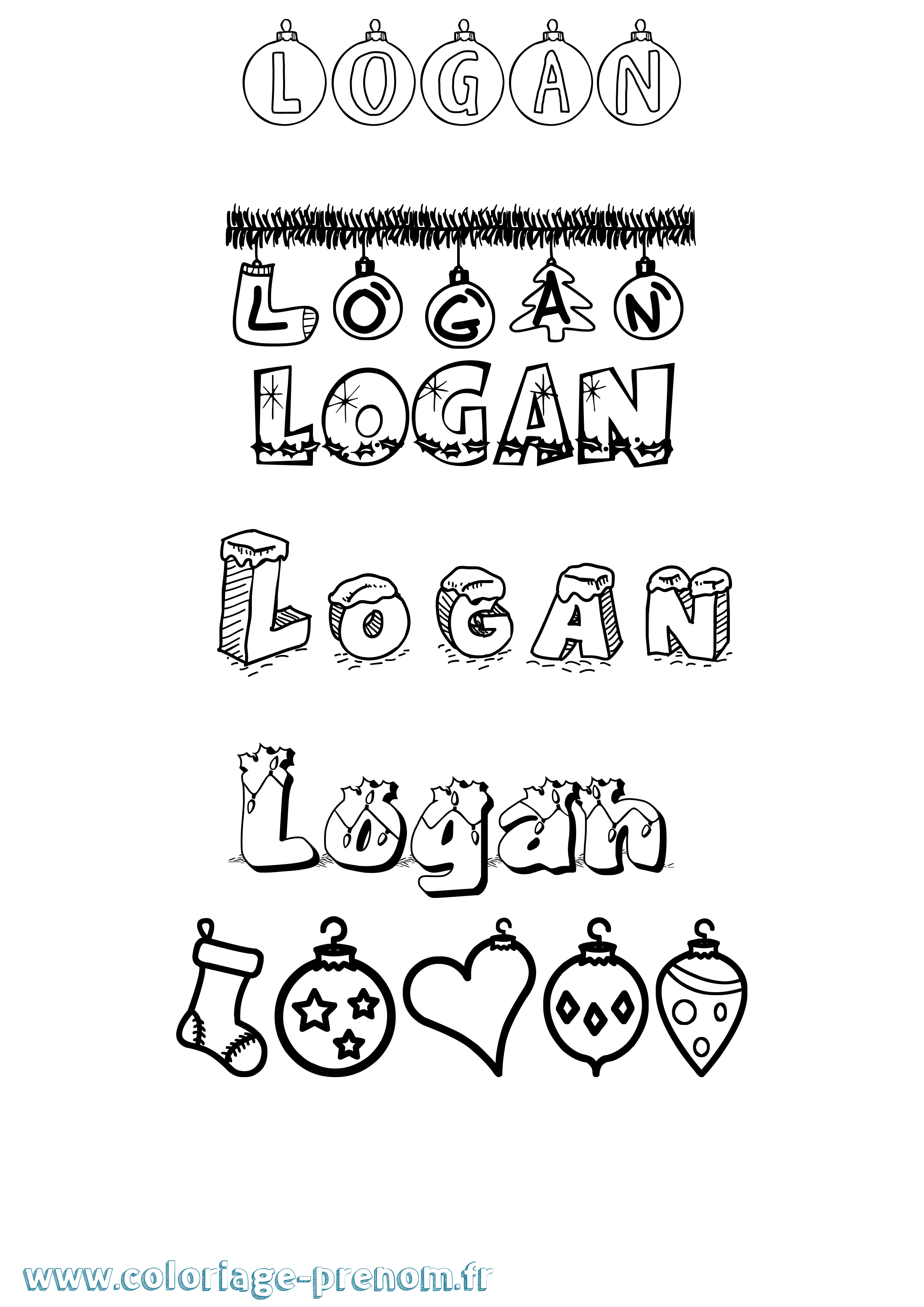 Coloriage Logan Noël Coloriage prénom Logan Noël
