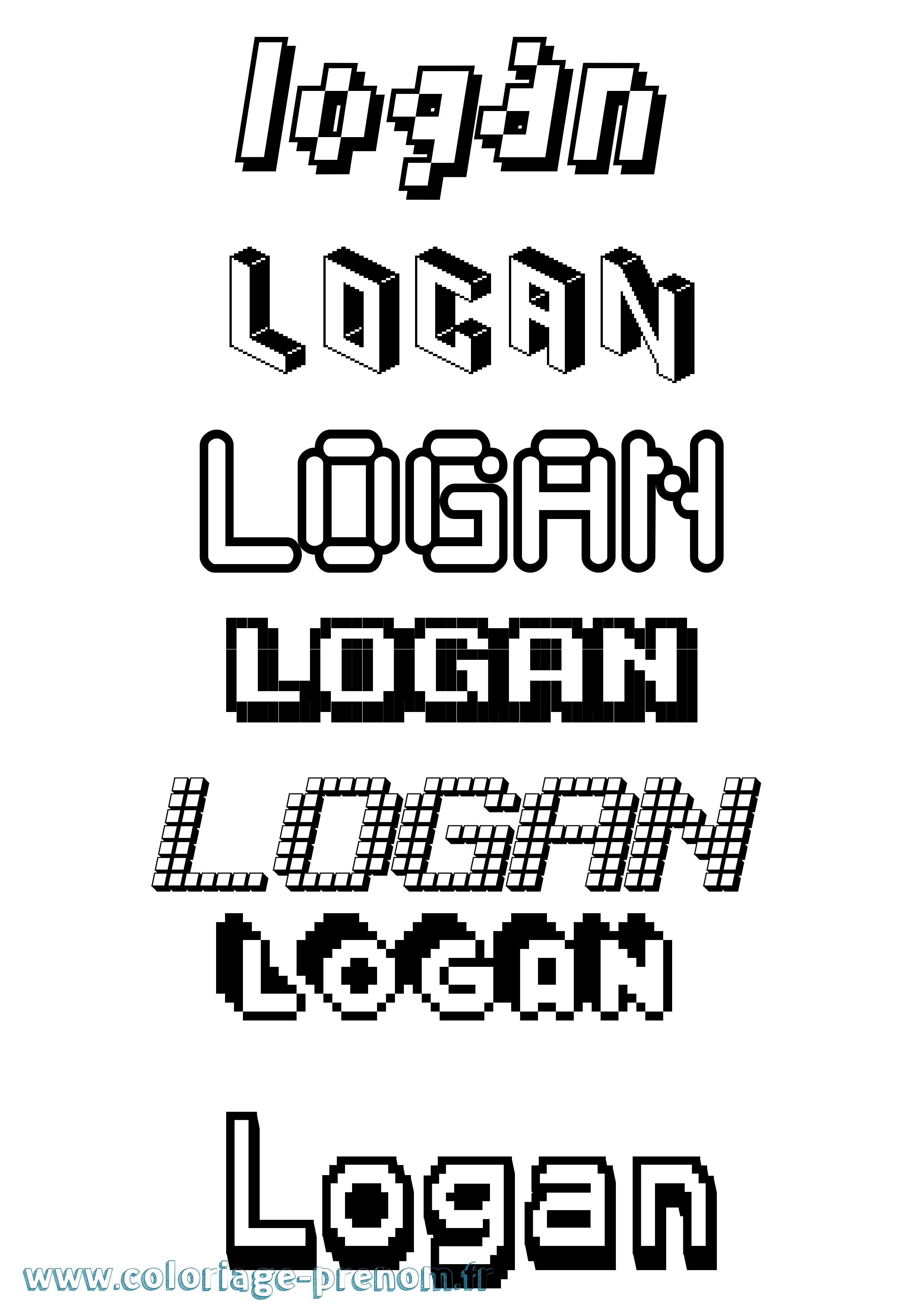 Coloriage Logan Pixel Coloriage prénom Logan Pixel