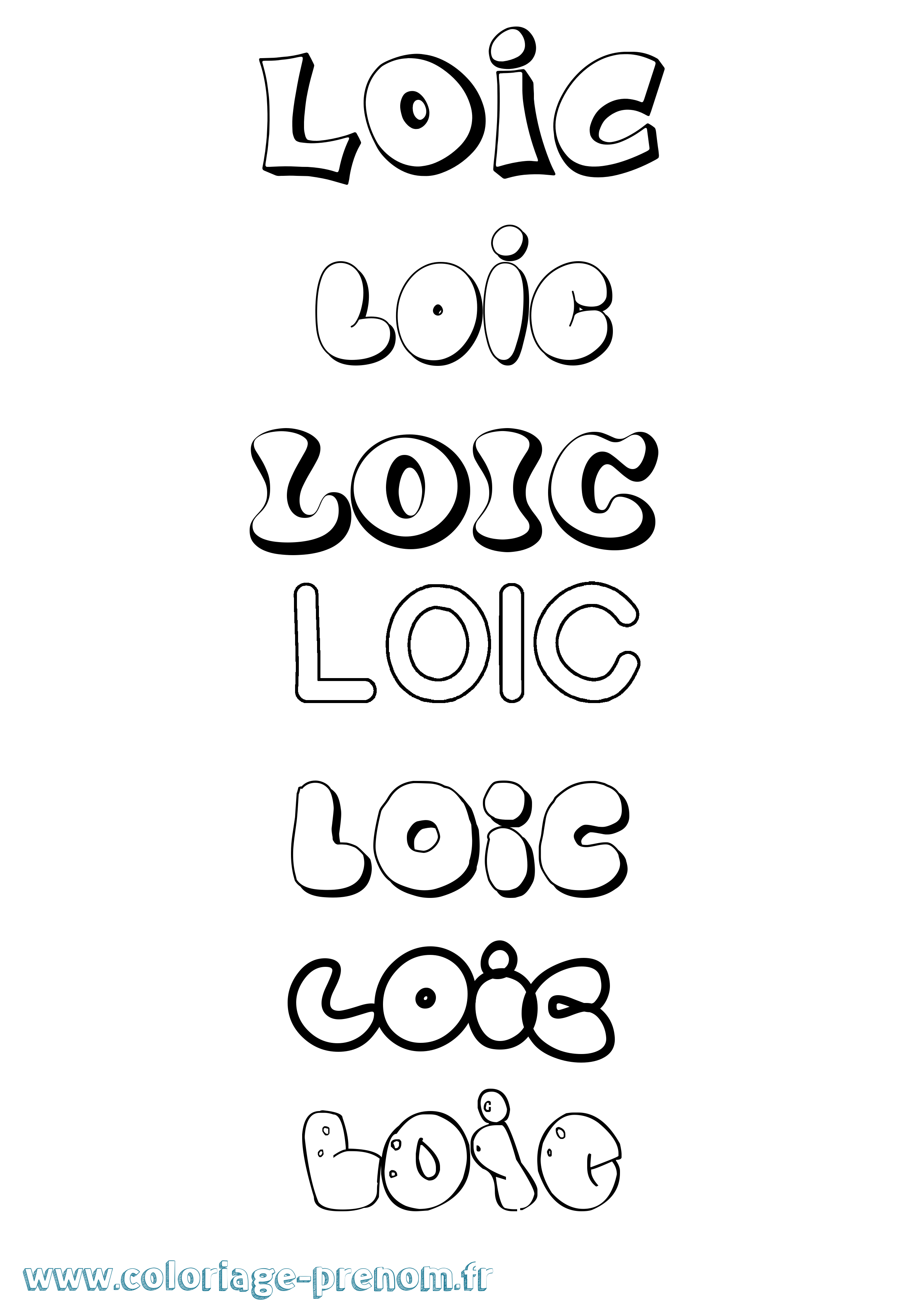 Coloriage prénom Loic Bubble