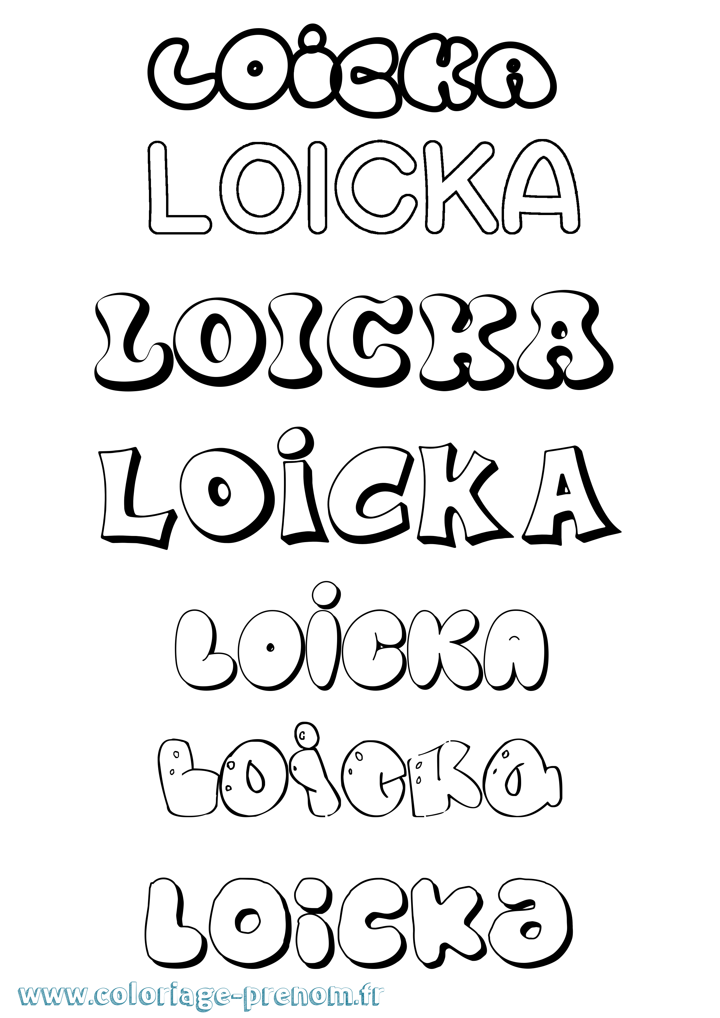 Coloriage prénom Loicka Bubble