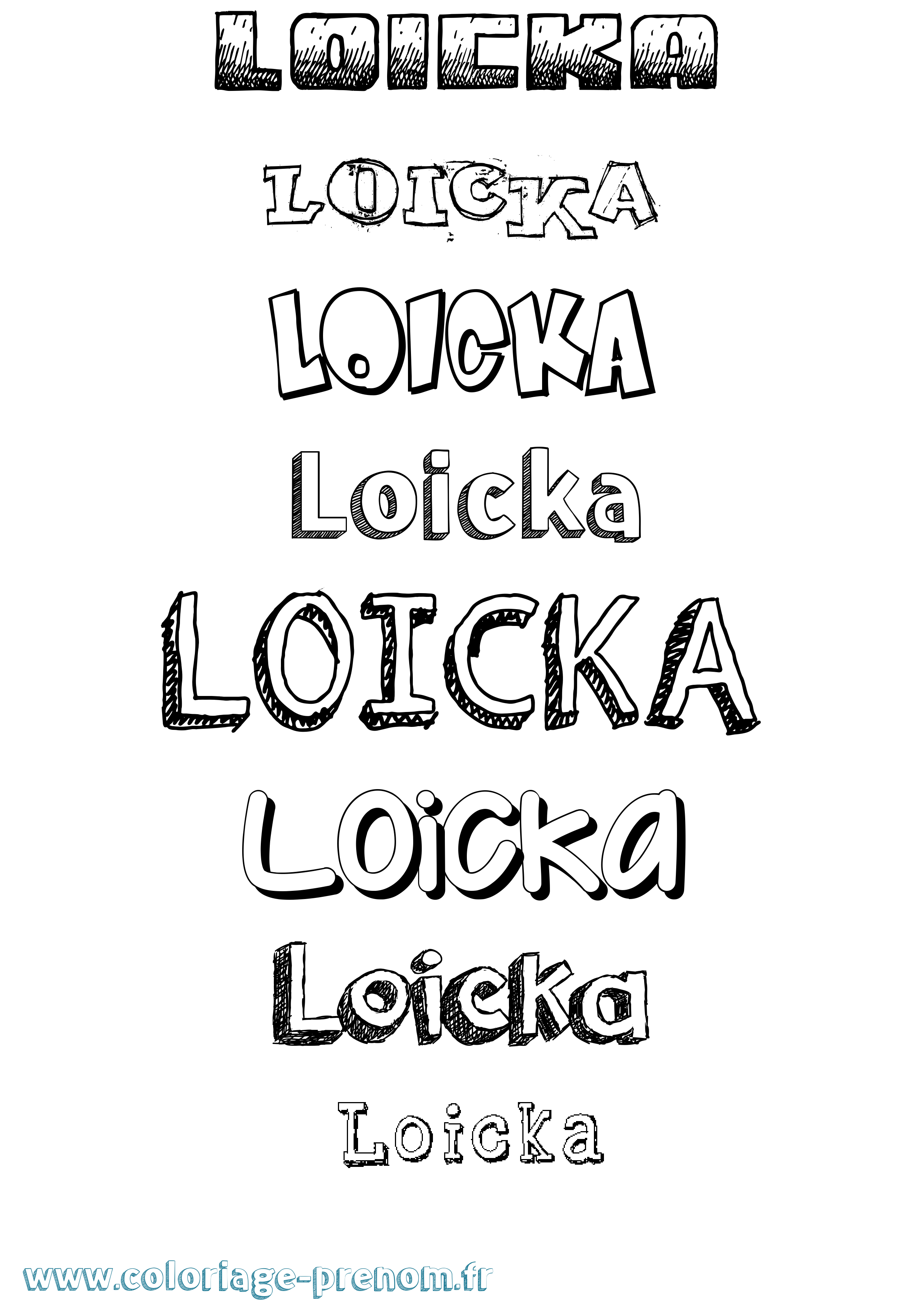 Coloriage prénom Loicka Dessiné