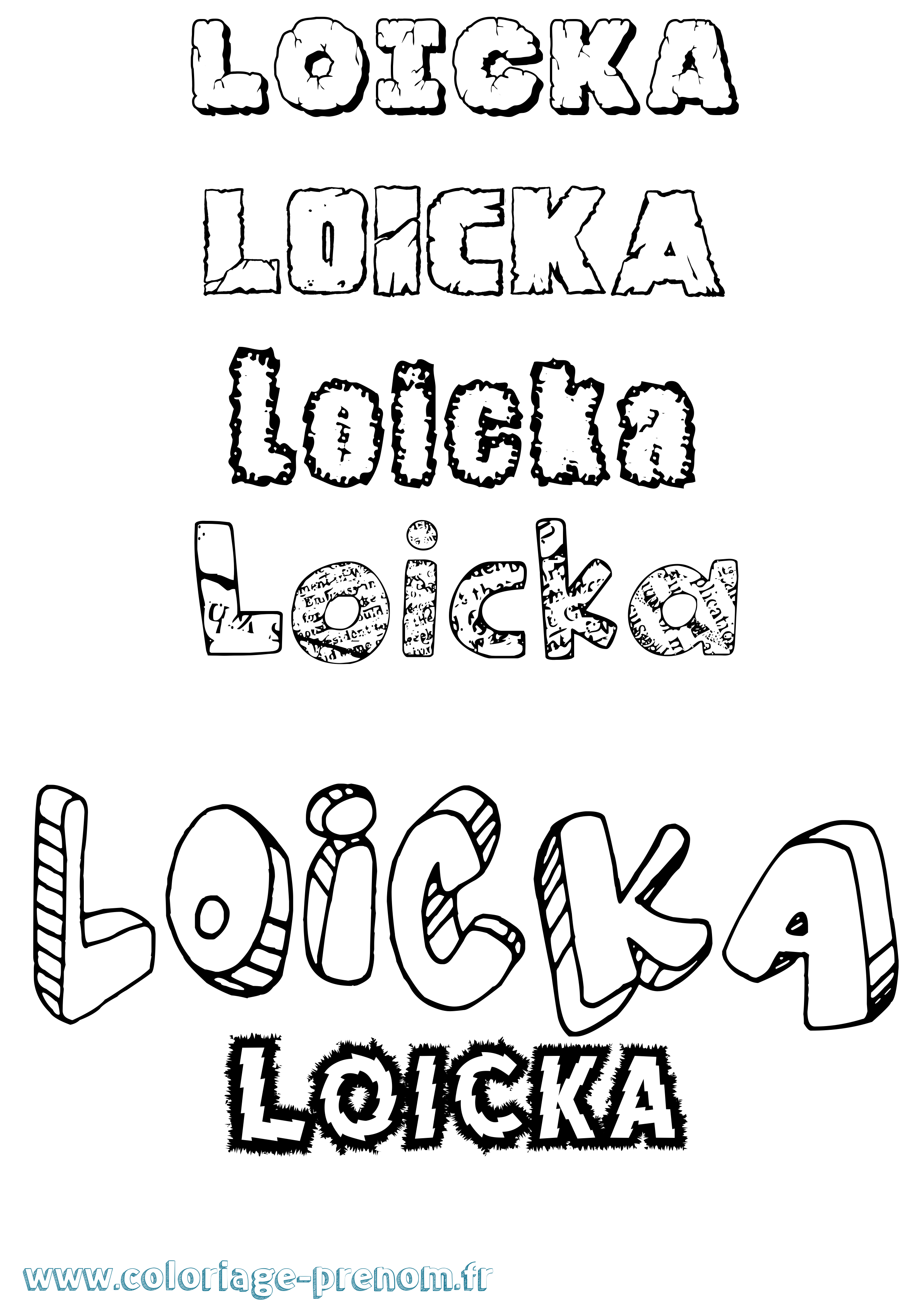 Coloriage prénom Loicka Destructuré