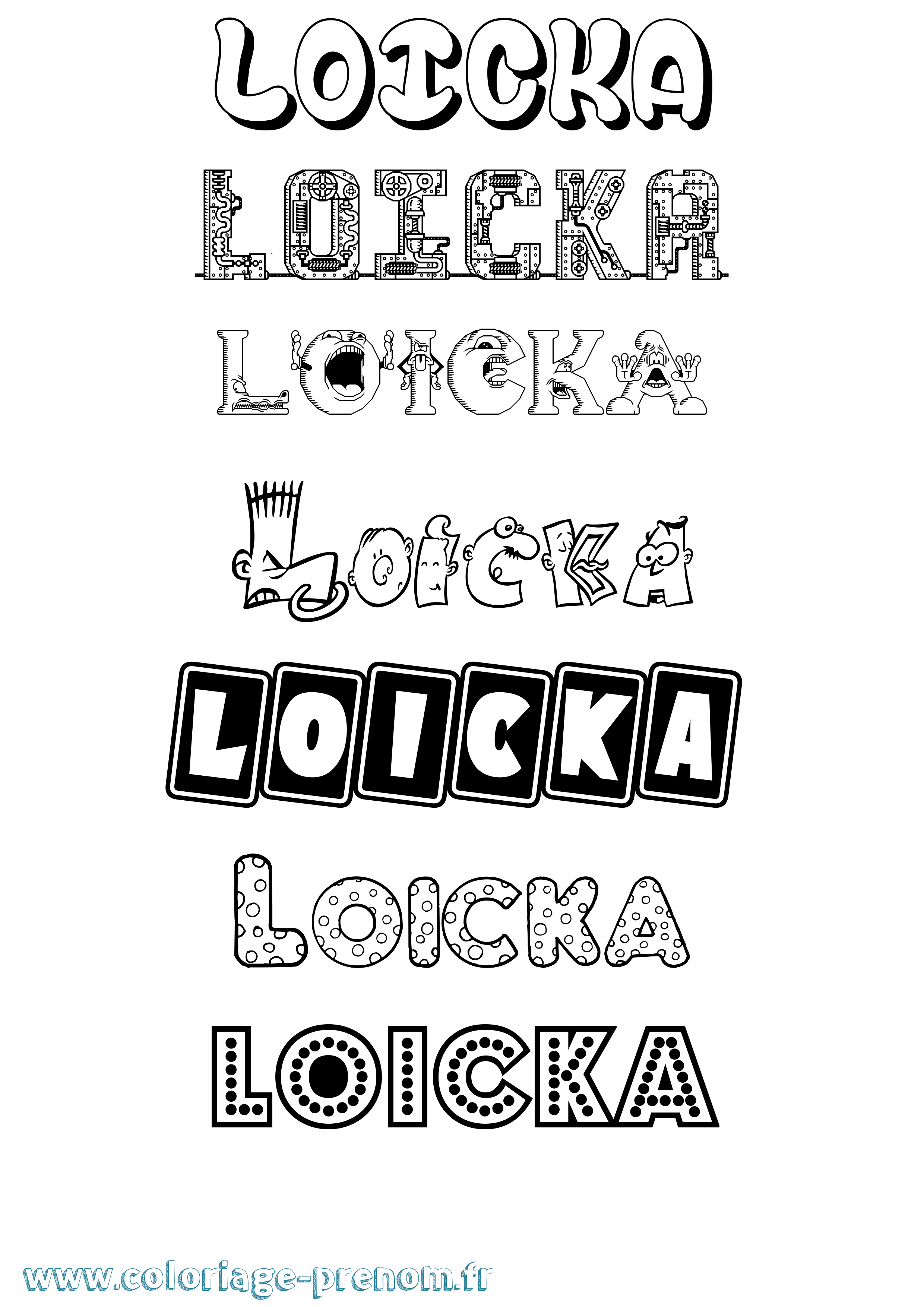 Coloriage prénom Loicka Fun