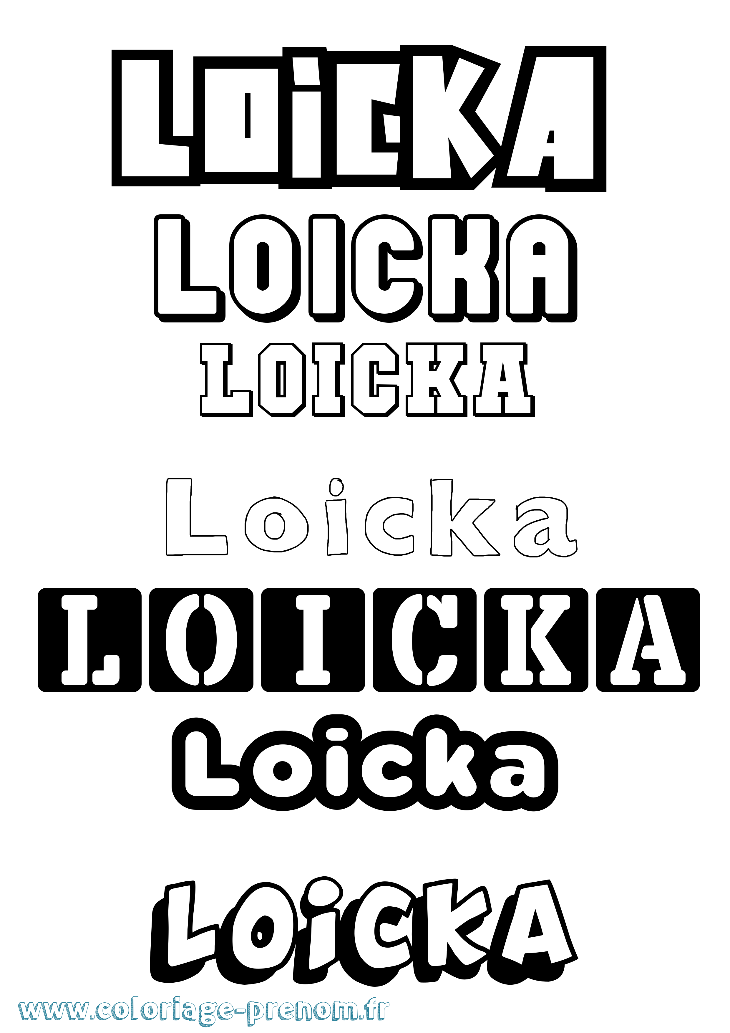 Coloriage prénom Loicka Simple