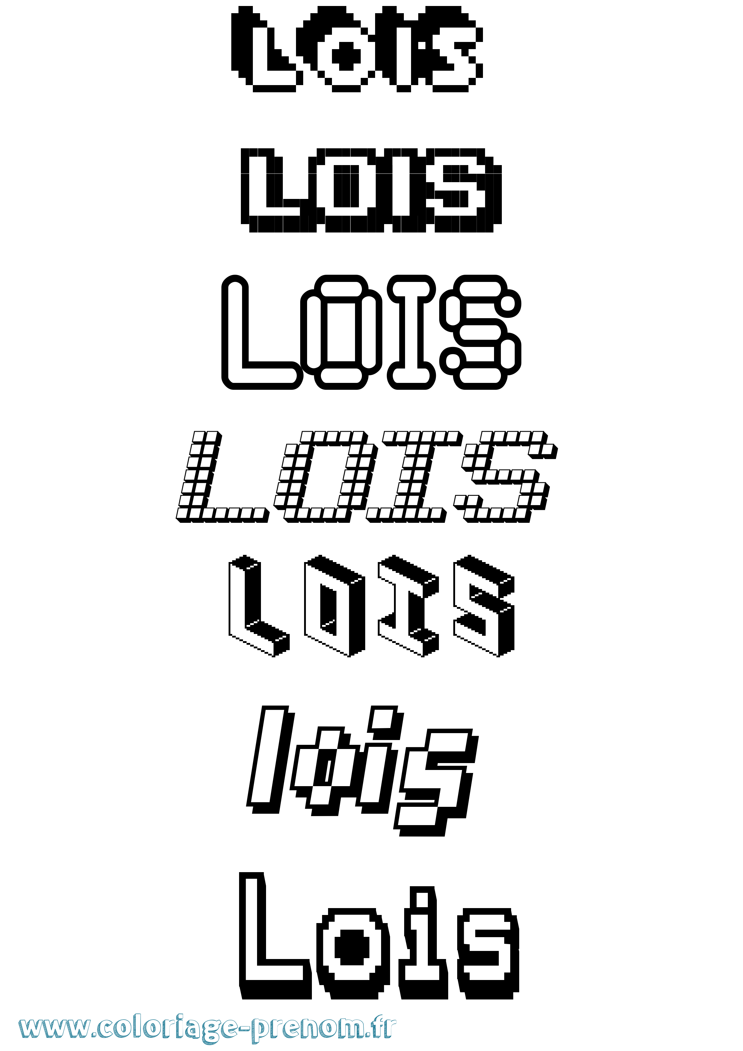 Coloriage prénom Lois Pixel