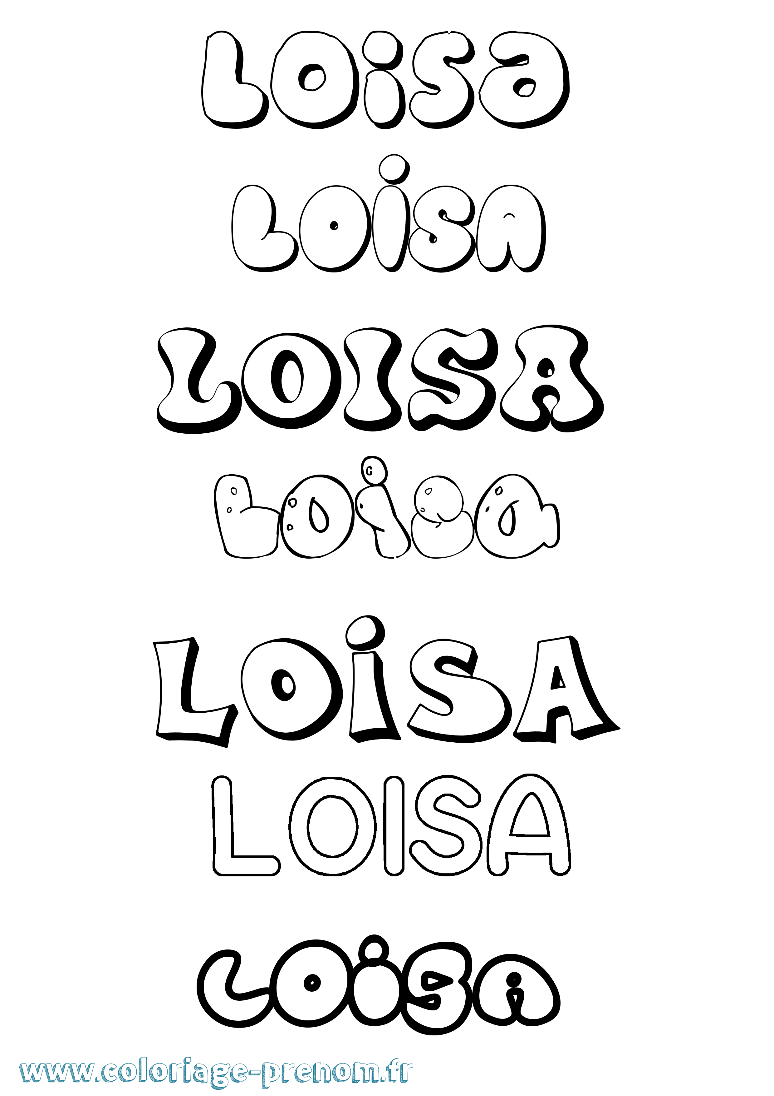 Coloriage prénom Loisa Bubble
